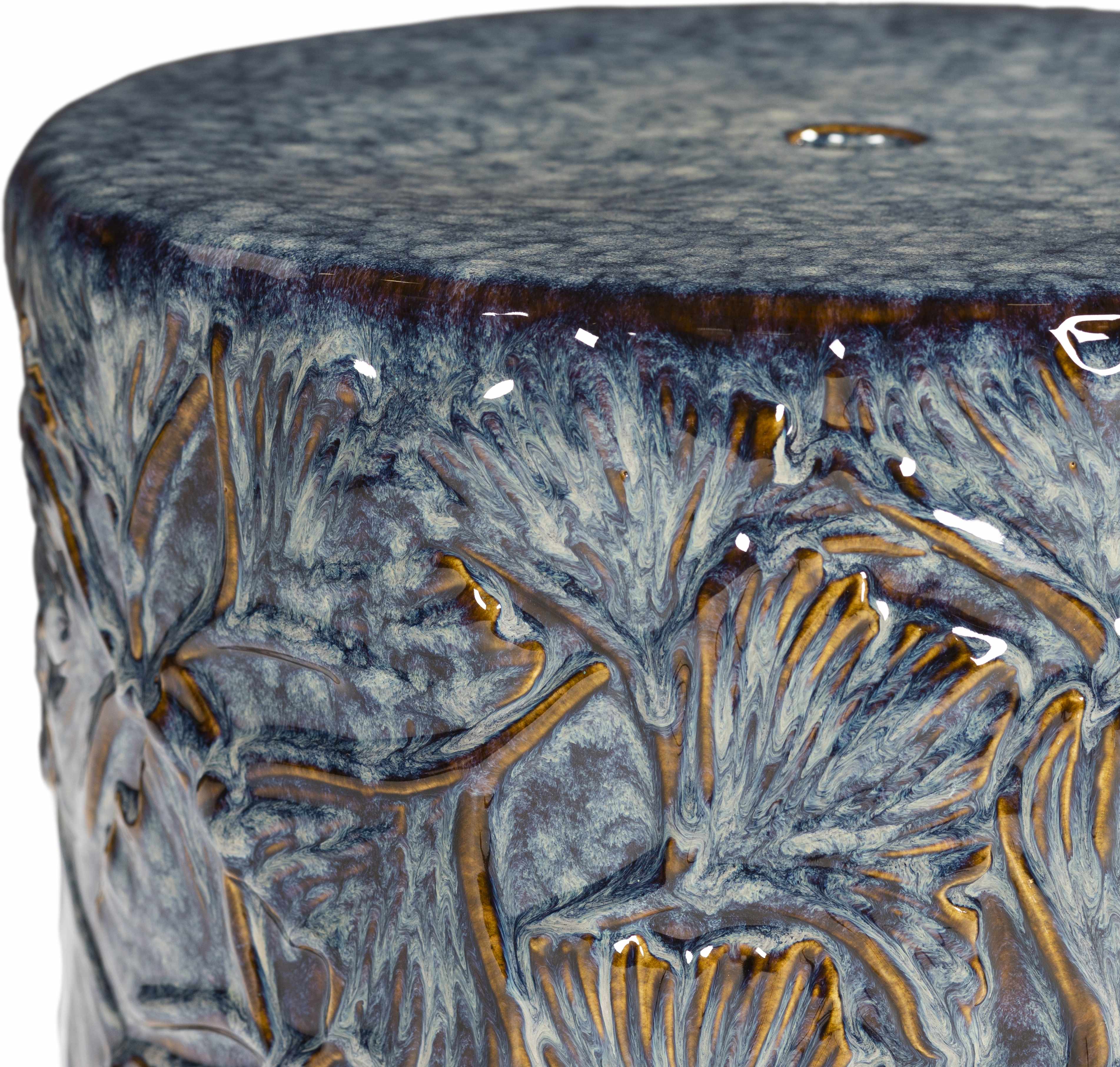 Brothertown Blue Floral Ceramic Stool-1
