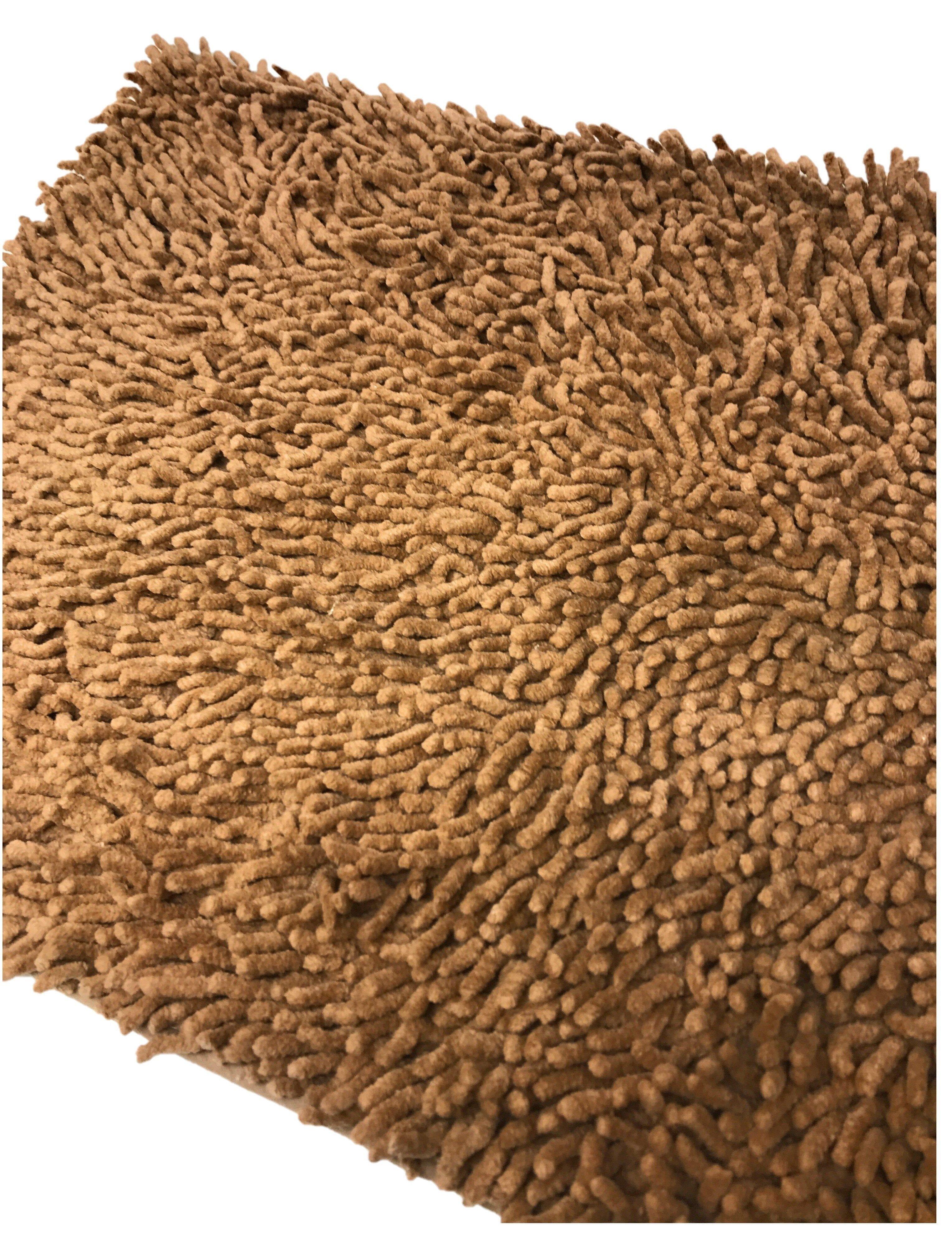 DaDa Bedding Coffee Brown Shaggy Soft Chenille Noodle Carpet Rug Bath Mat