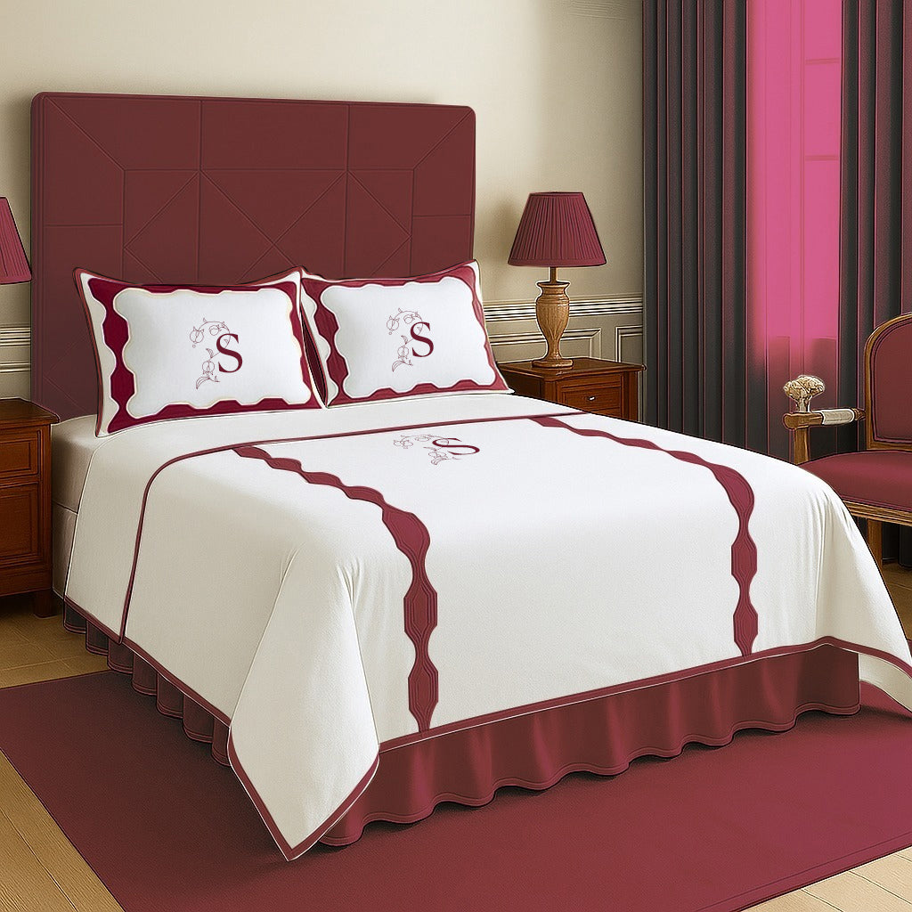 Monogram Hexagonal Applique Border Cotton Duvet Cover Set