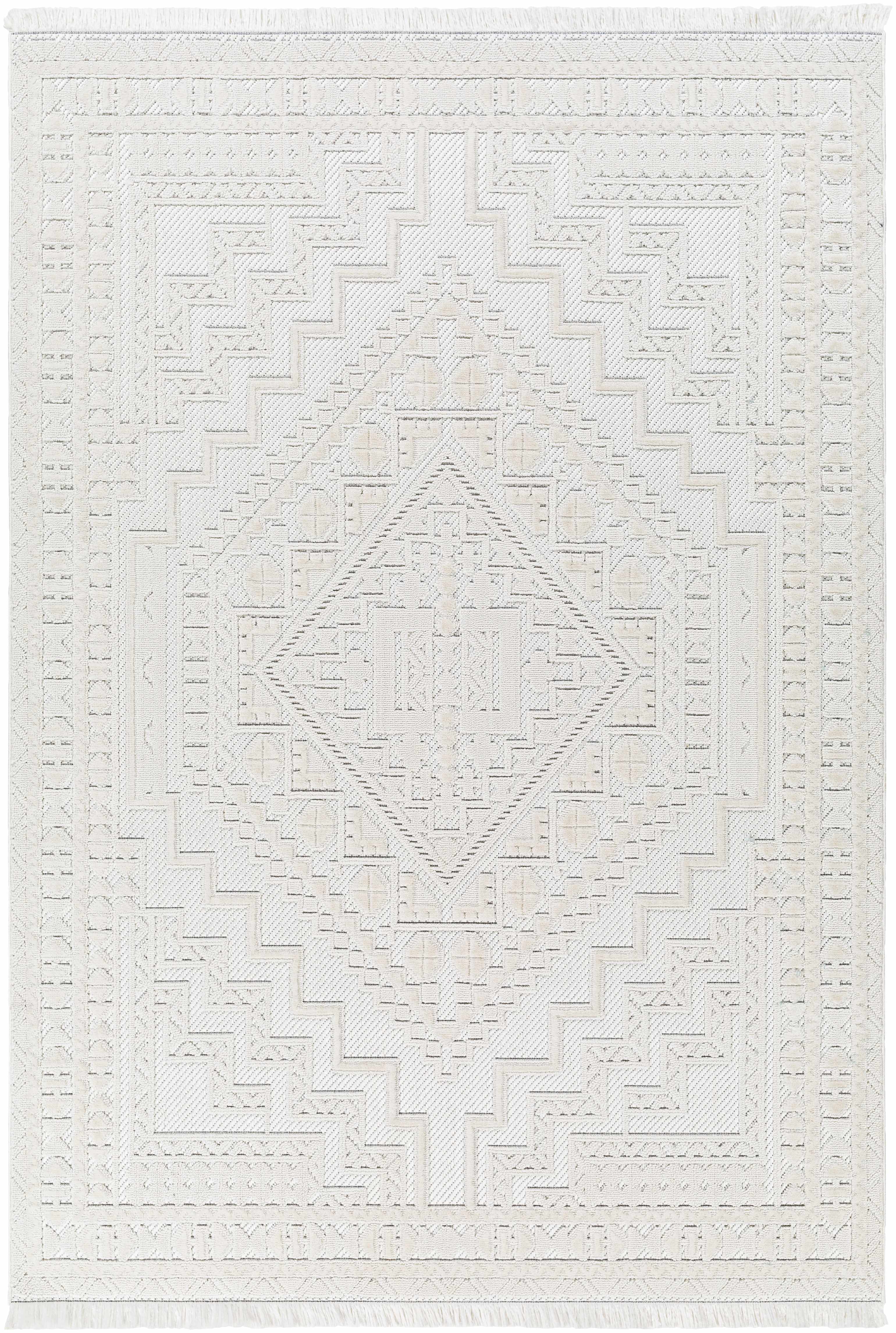 Alya White Fringe Rug