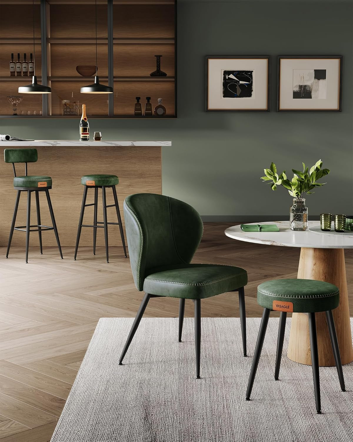 Forest Green 30 Inch Bar Stools Set Of 2 For Kitchen