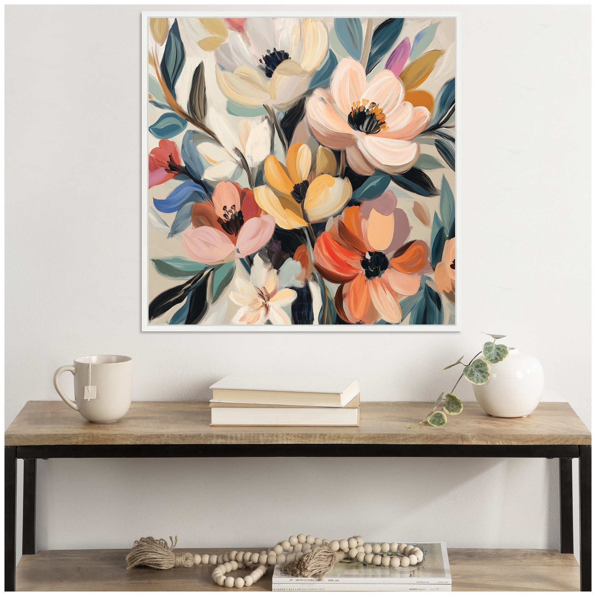 Sylvie Garden Bloom Abstract Bouquet II Framed Canvas by The Creative Bunch Studio