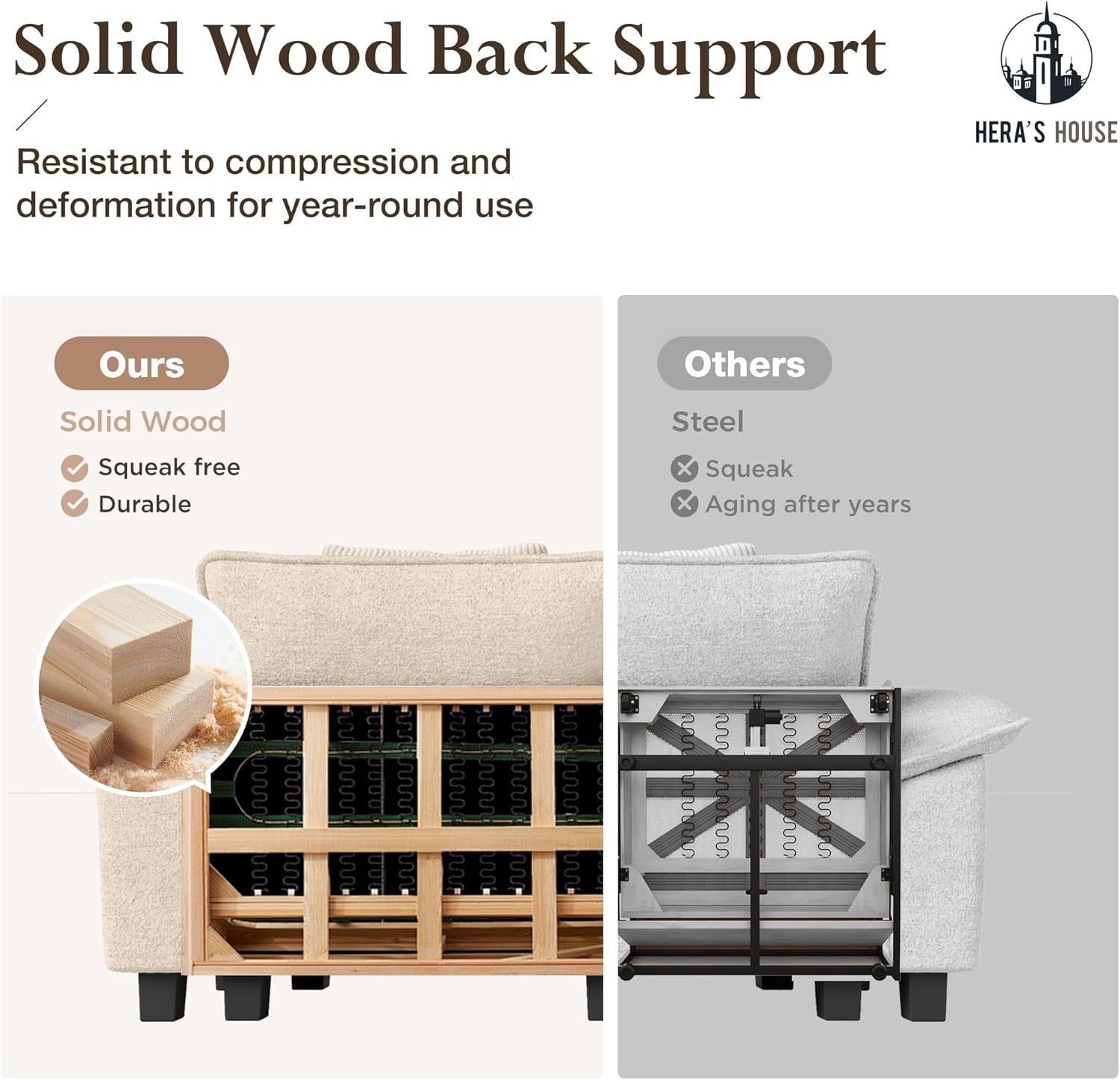 124 Inch Chenille Beige Modular Sectional Sofa With Throw Pillows