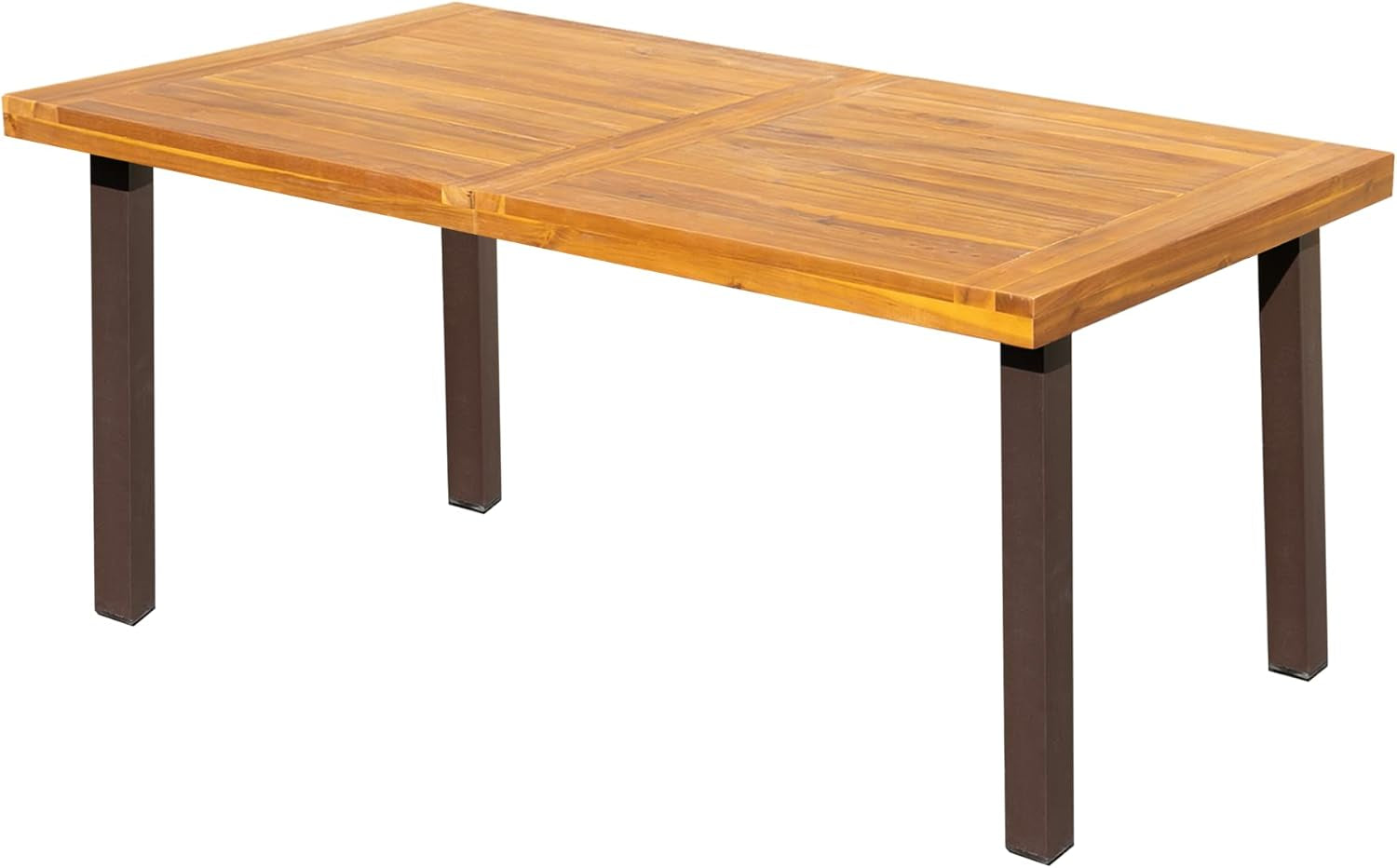 Dining Table For 6 Acacia Wood Indoor Outdoor Iron Legs