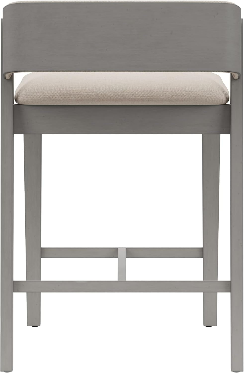 Counter Height Wood Stool Distressed Gray Upholstered Seat