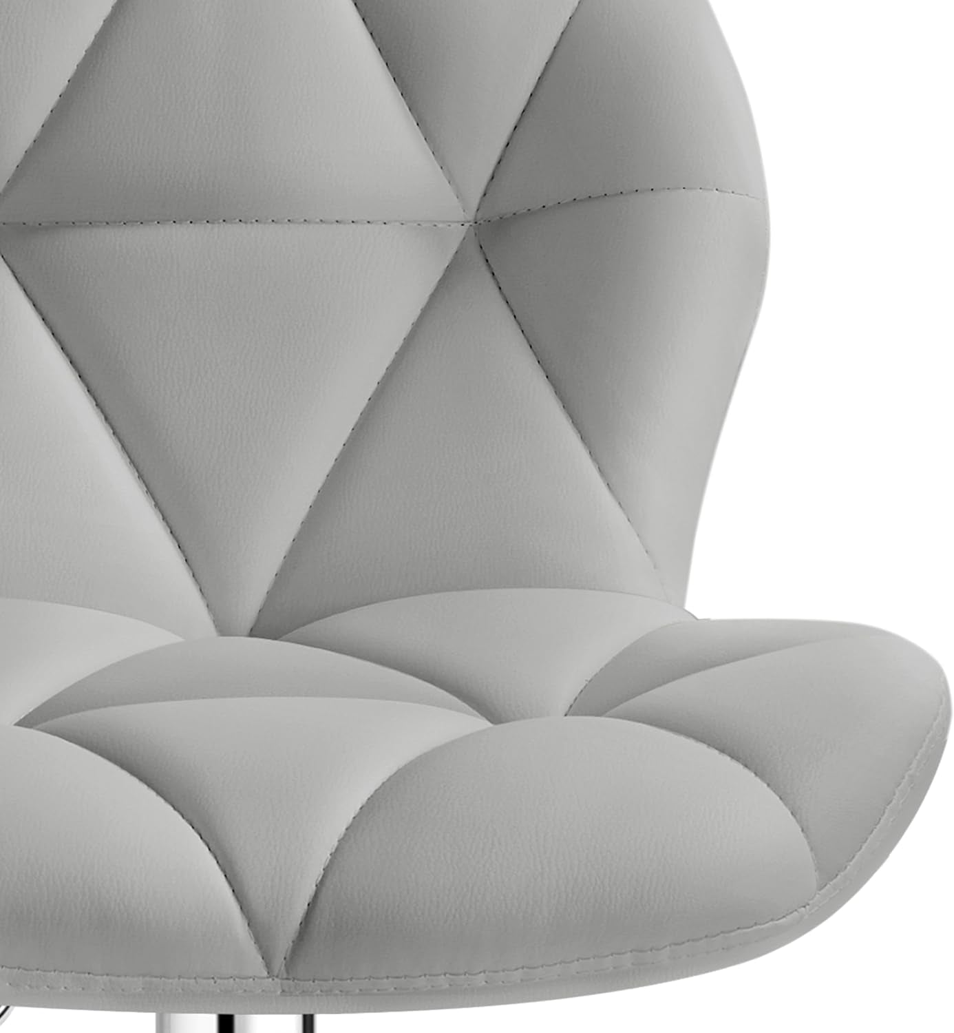 Grey PU Leather Bar Stools Set Of 2 Adjustable Height