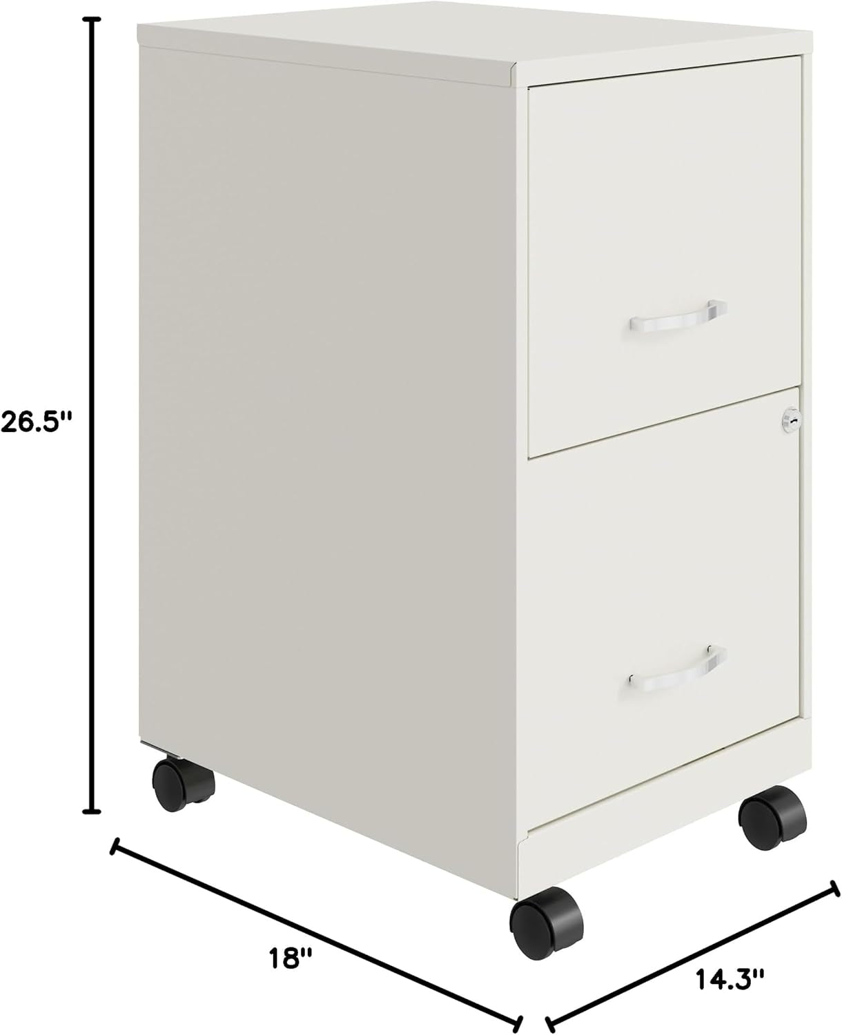 LYS SOHO White Mobile File Cabinet With Locking Two Drawers