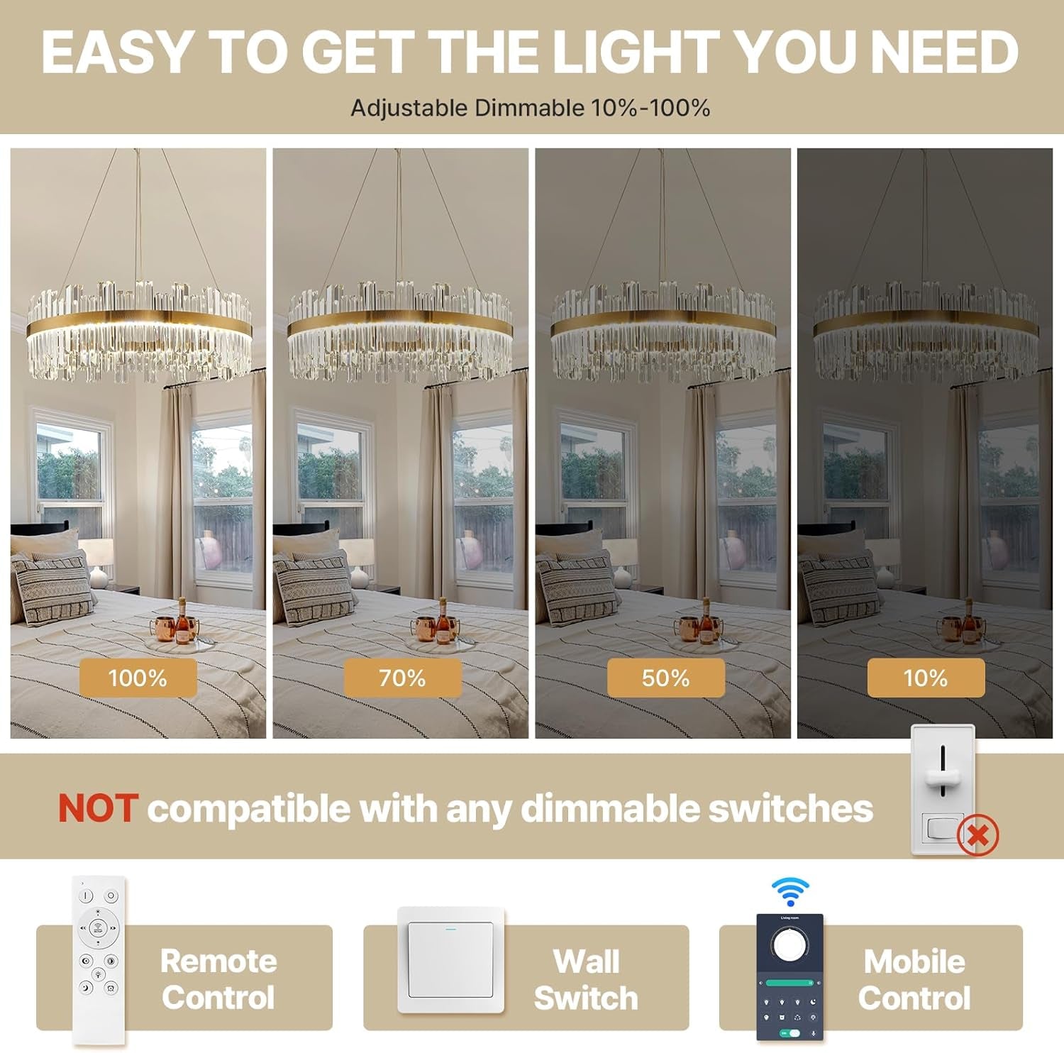 Gold 23.6 Inch Contemporary Led Crystal Chandelier-4