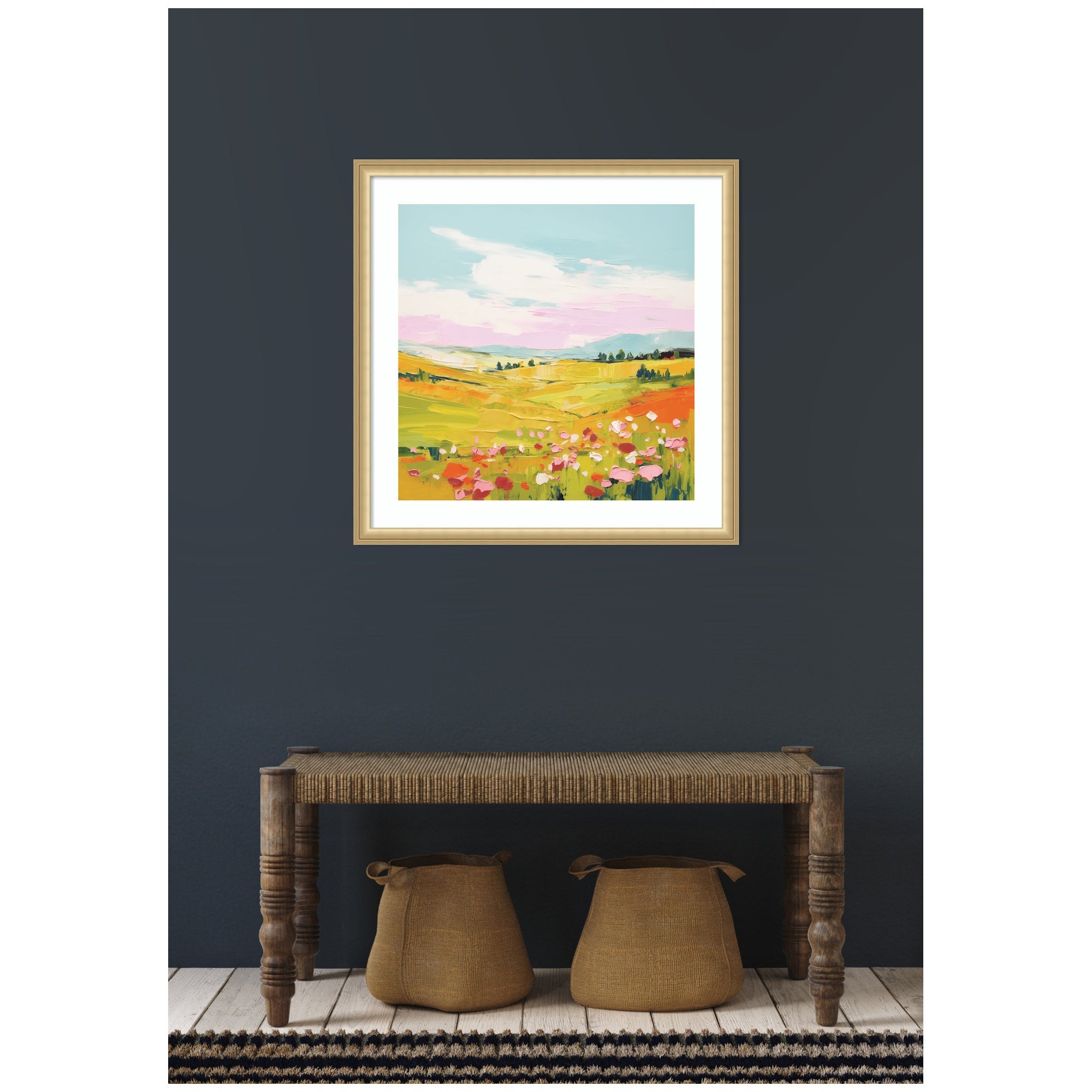 Framed Art Colorful Meadow Landscape by The Creative Bunch Studio