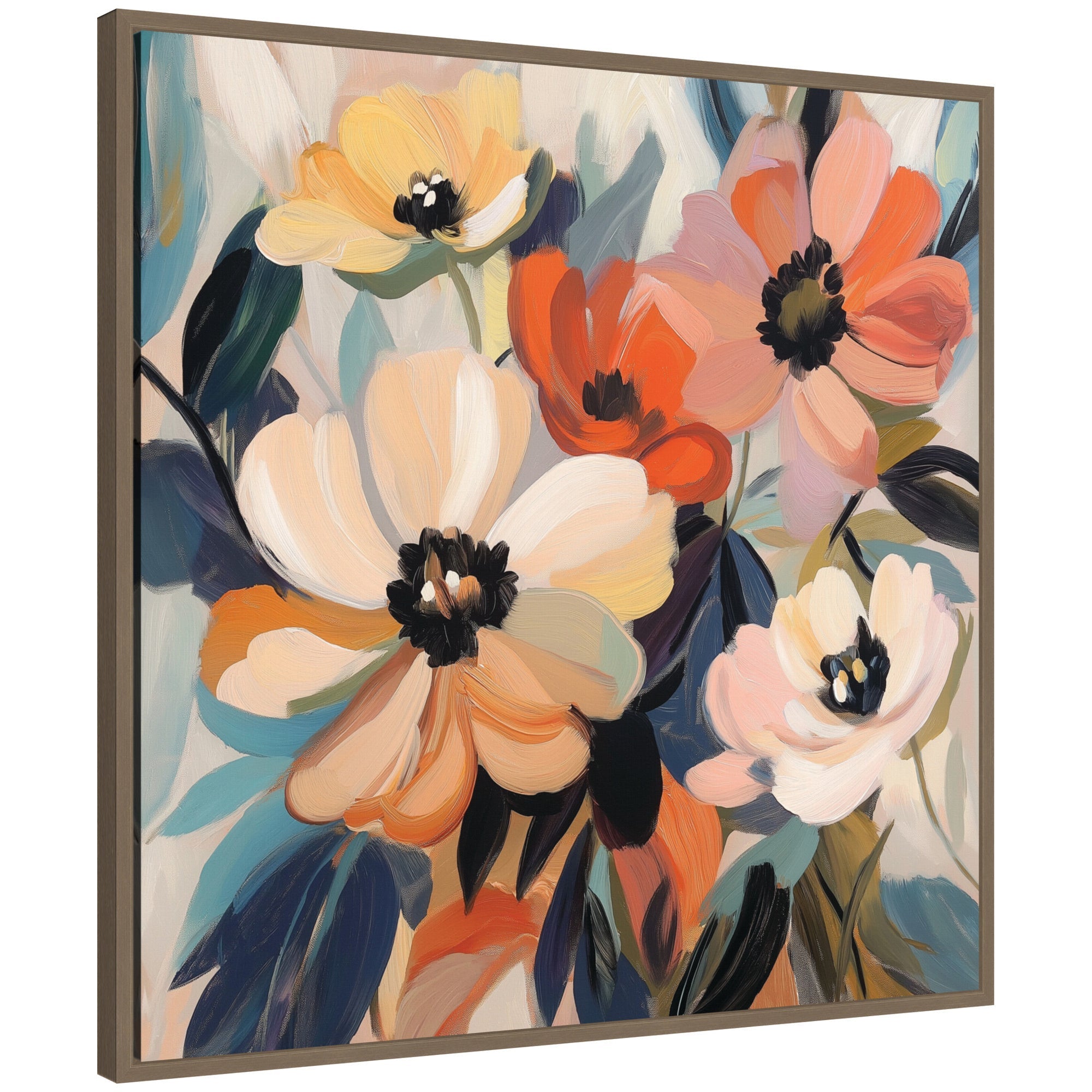 Sylvie Garden Bloom Abstract Bouquet III Framed Canvas by The Creative Bunch Studio