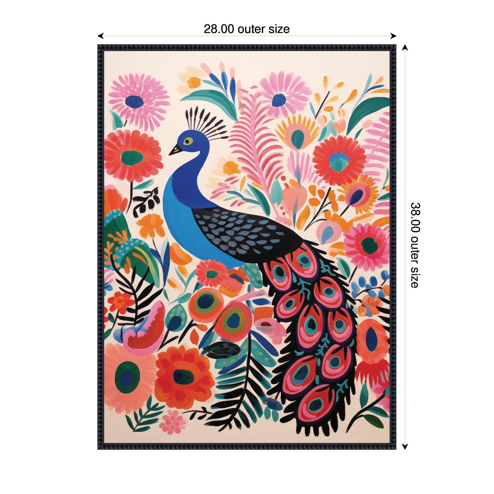 Bright Colorful Boho Peacock by The Creative Bunch Studio Framed Canvas Wall Art Print