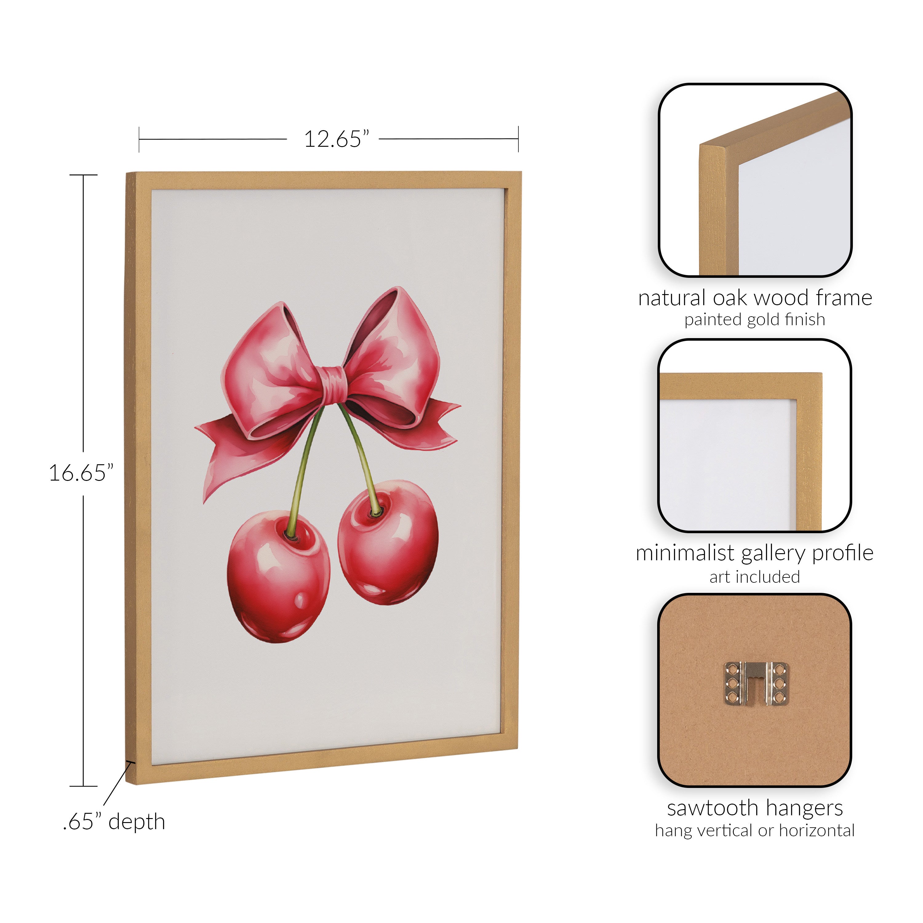 Gallery Coquette Preppy Retro Girly Red Pink Bow Cherries Print by The Creative Bunch Studio