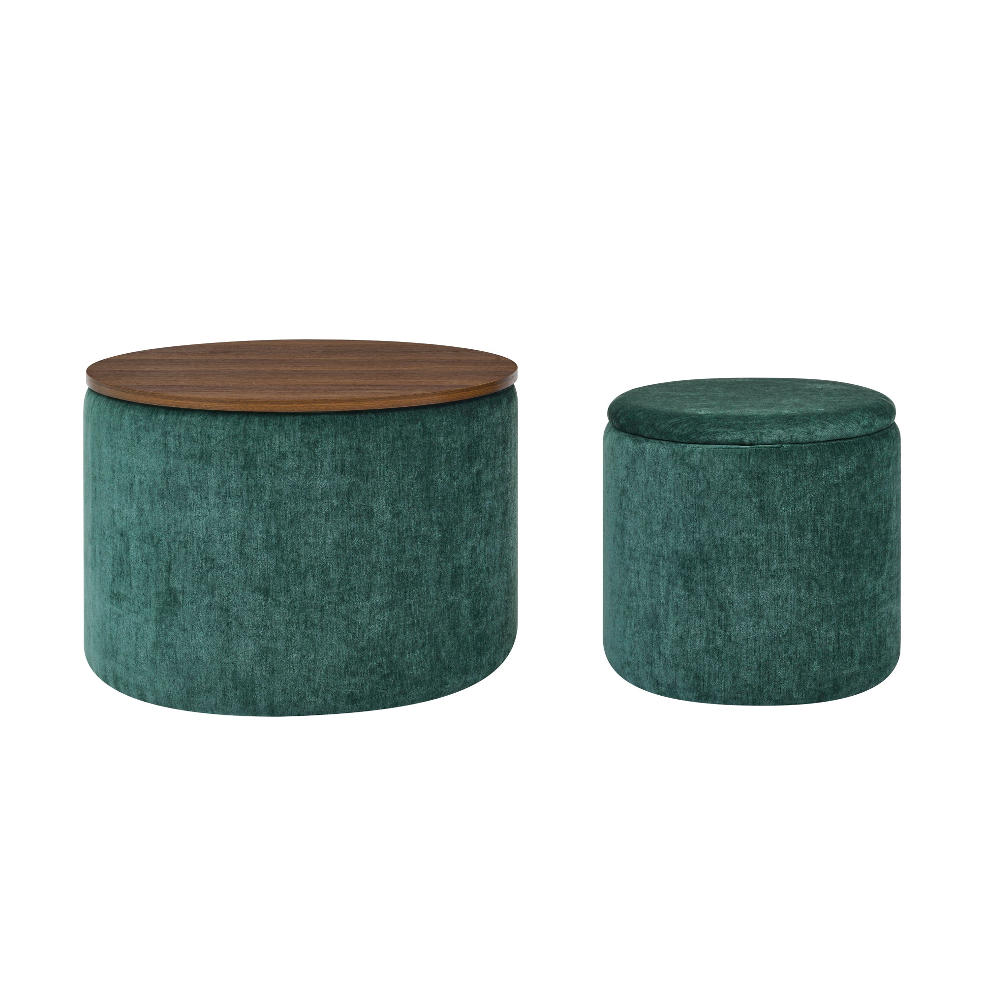 2-Piece Set Round Chenille Storage Ottoman