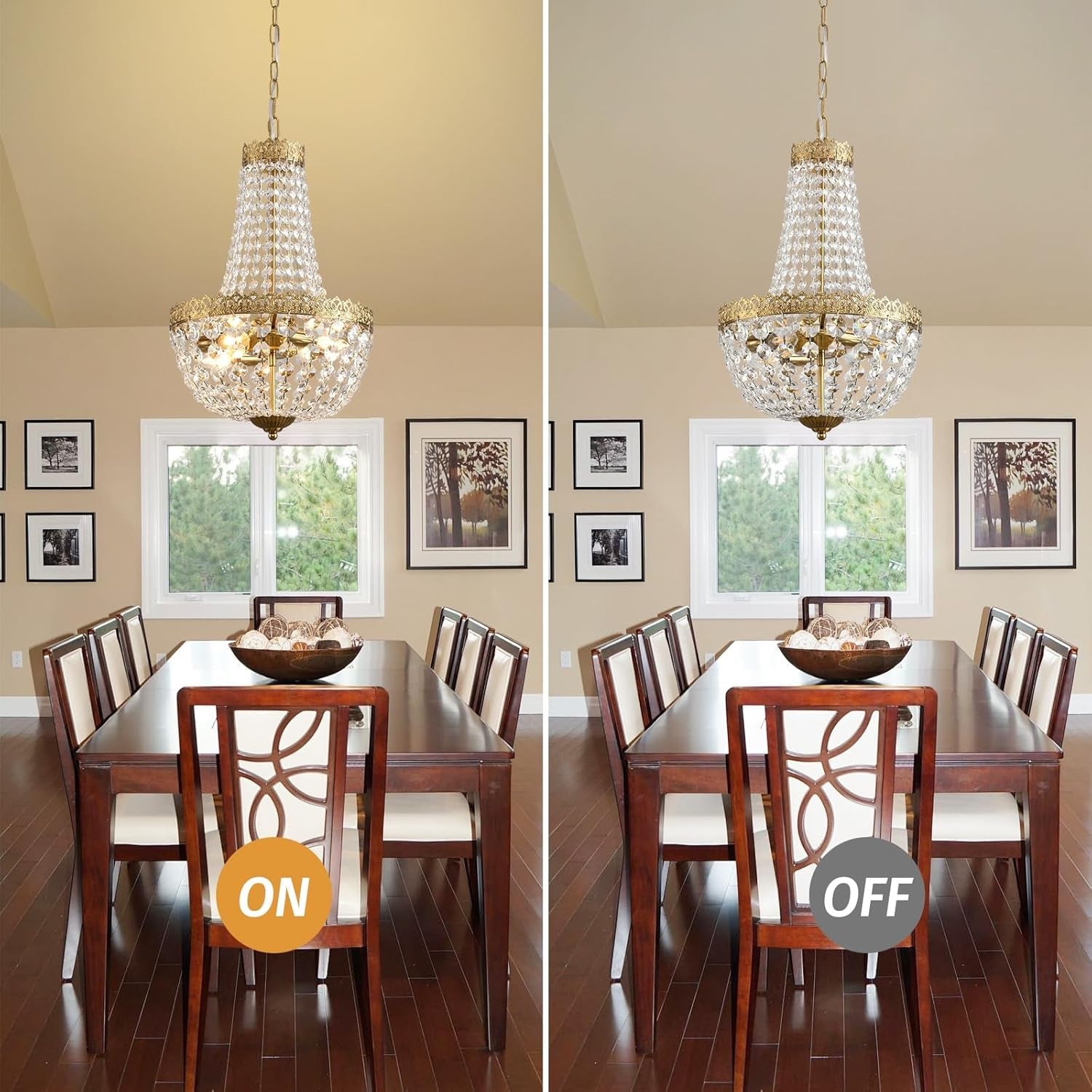 Antique Brass Crystal Chandelier Four Light Pendant-4