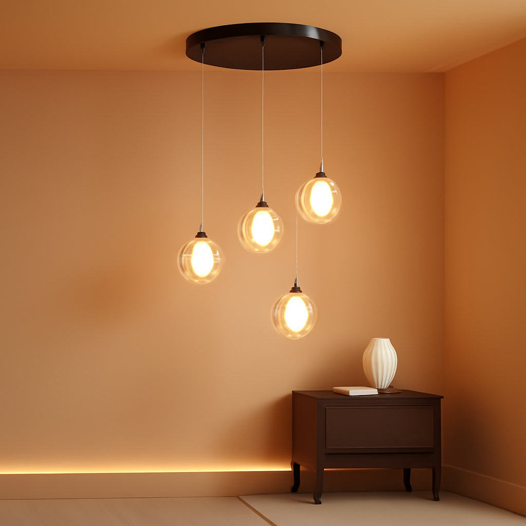 Black Crystal Chandelier Three Light Pendant Fixture-0