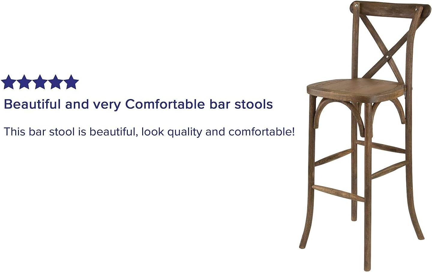 Dark Antique Wood Cross Back Barstools Set of Two