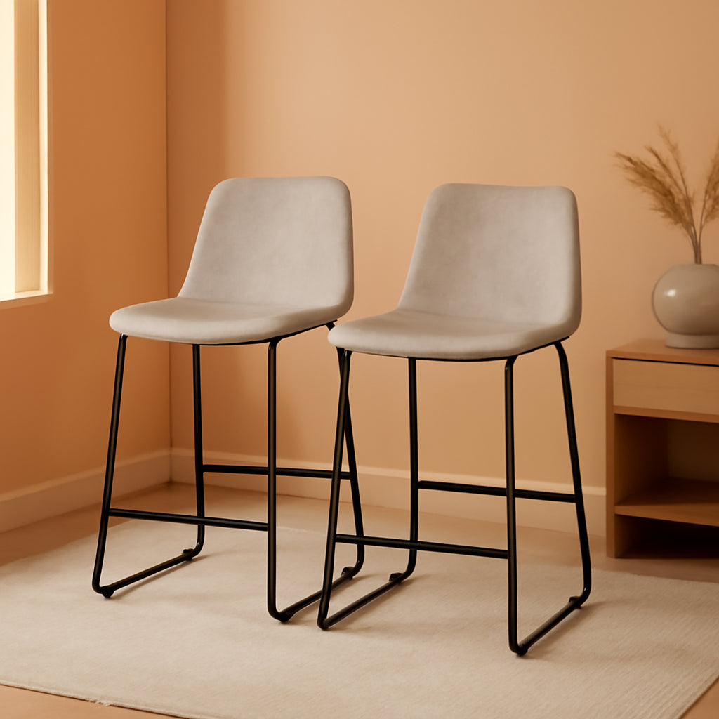 Reagan 24 Inch LeatherSoft Counter Height Bar Stools Set Of 2 Light Gray