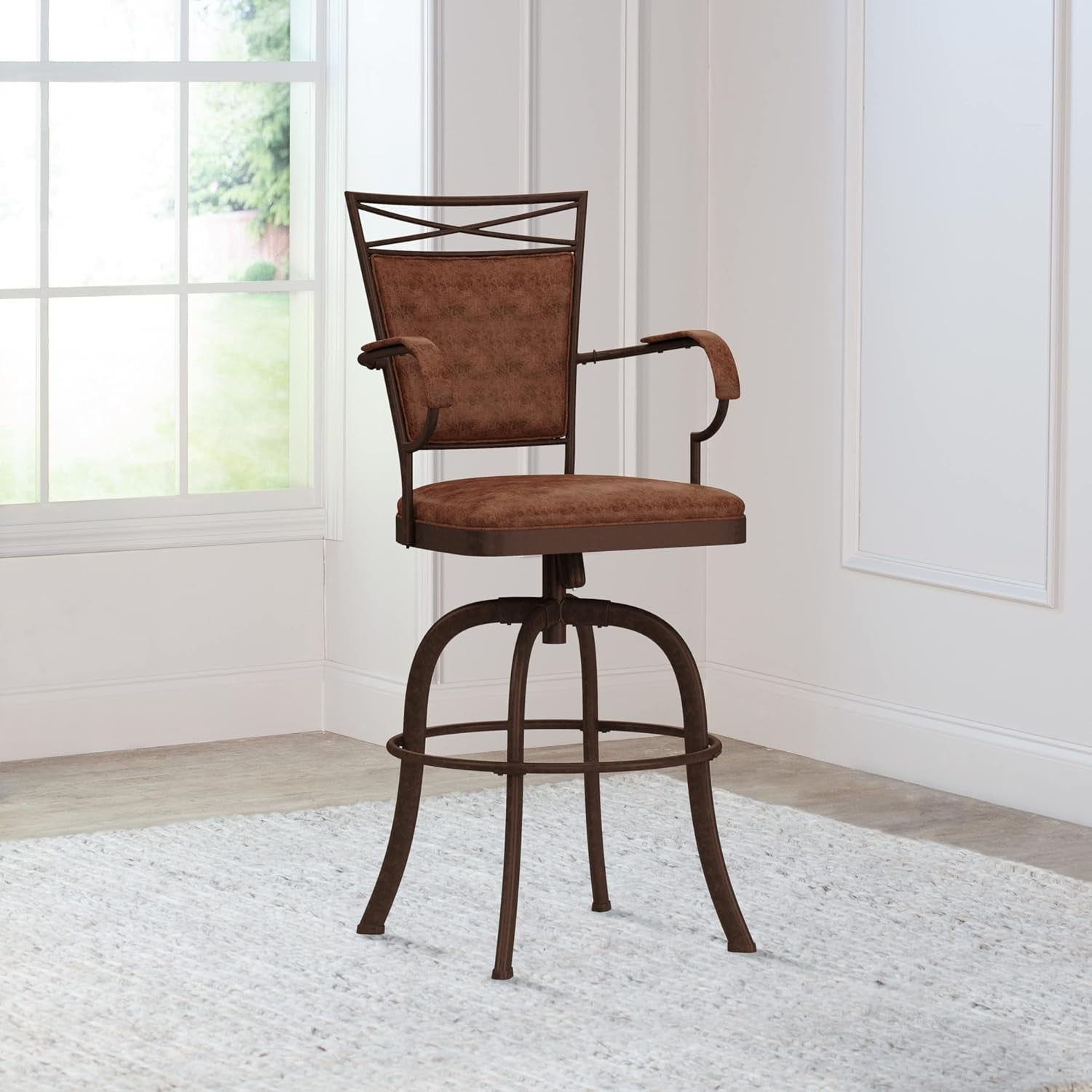 Aged Bronze Swivel Tilt Barstool with Padded Comfort