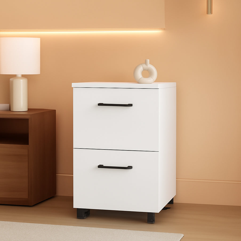 2 Drawer File Cabinet White Office Filing Cabinet For A4 And Letter Size Files With Mobility