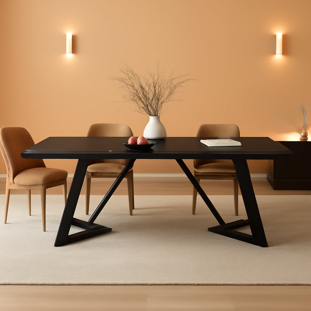 70.86 Inch Black Dining Table For 4 To 6 Family Room
