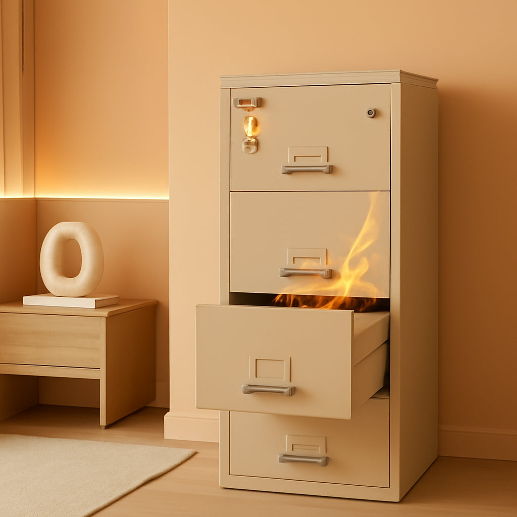 Parchment Four Drawer Fire Safe Legal File Cabinet UL 1 Hour