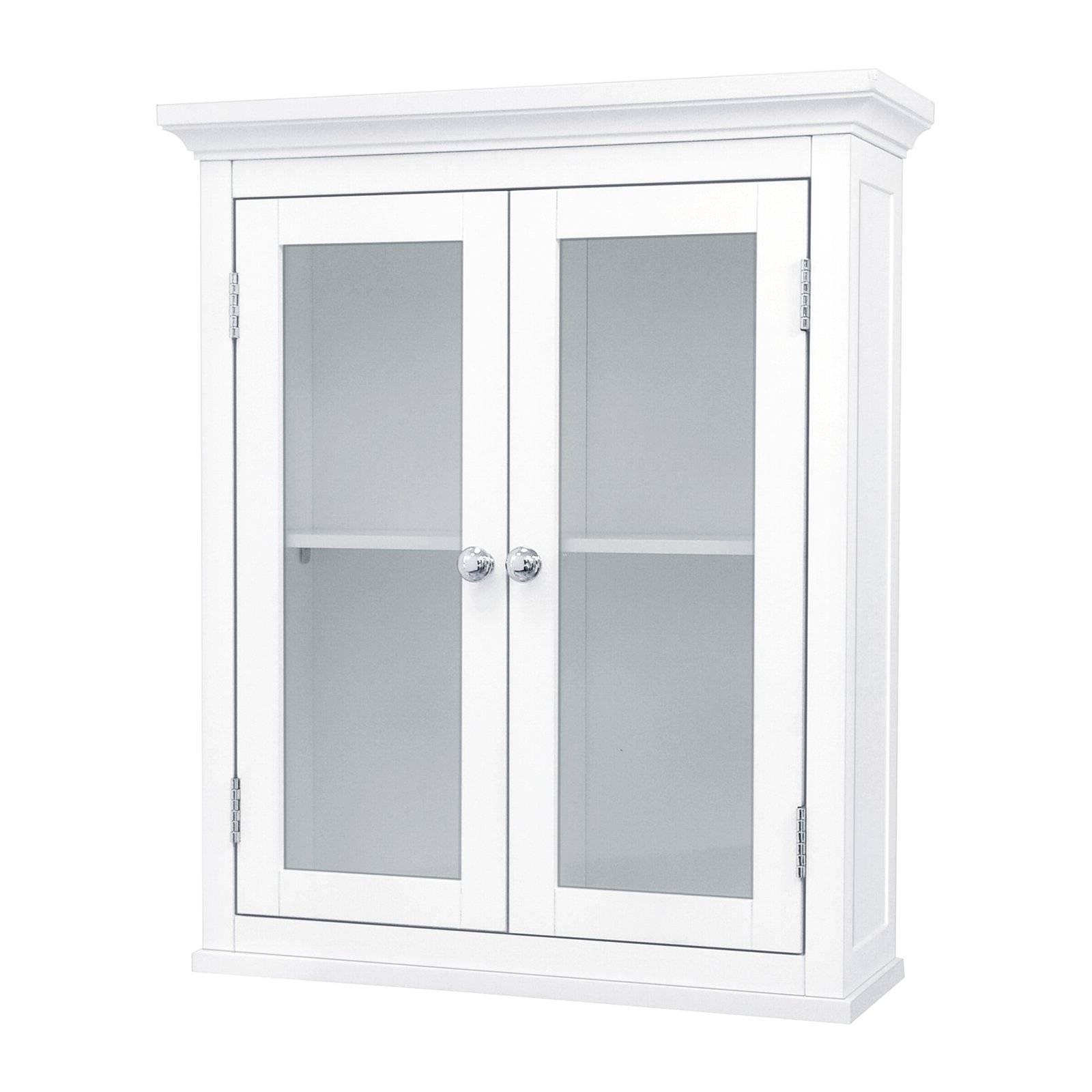 Classic 2-Door Bathroom Wall Cabinet in White Finish - PRHOMZ