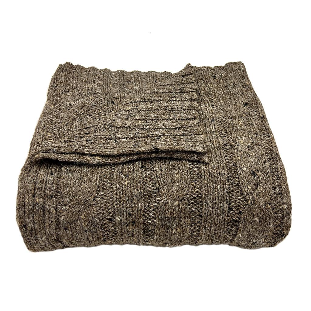 Mocha Cable Knit Alpaca Throw - PRHOMZ