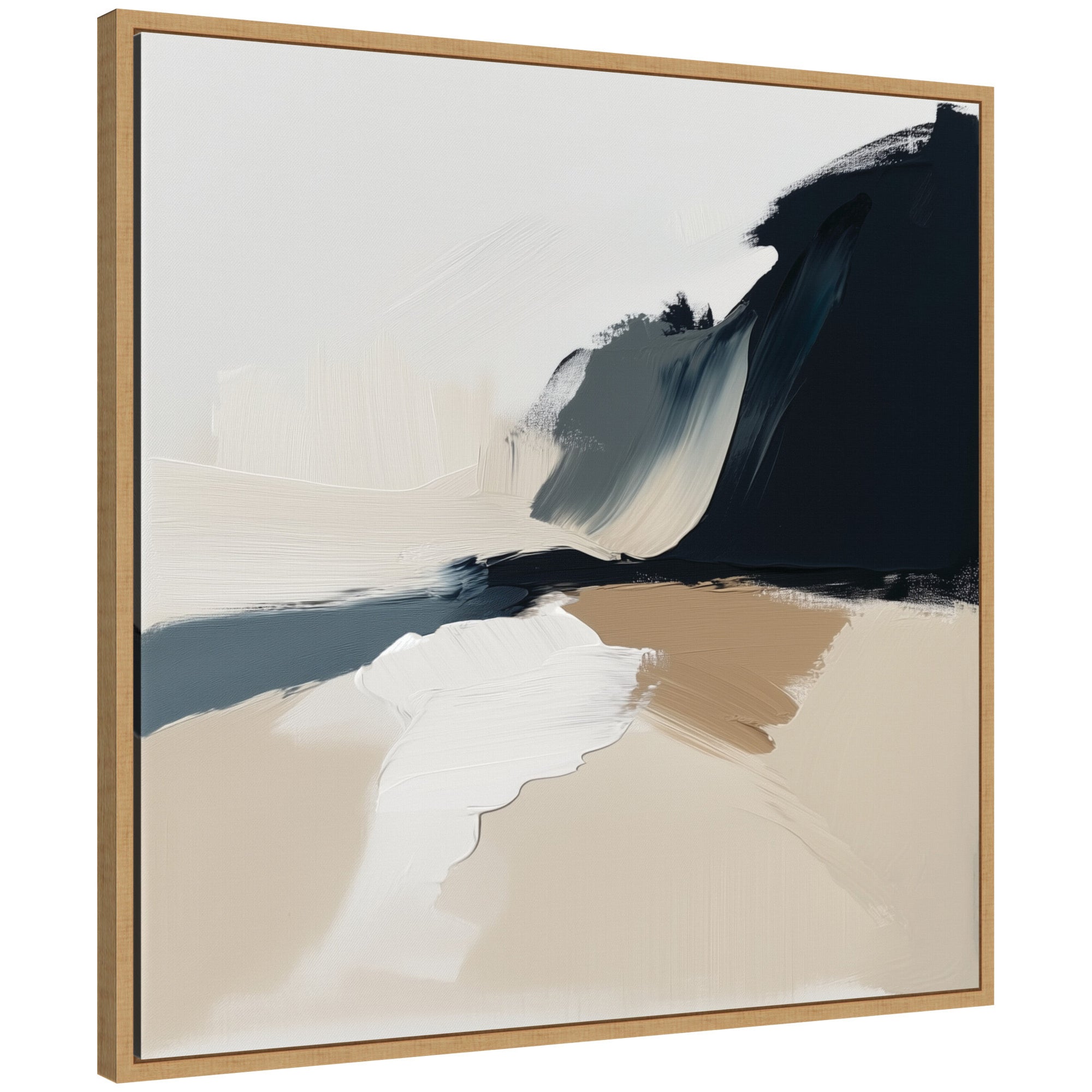 Sylvie Coastal Sand Modern Abstract Landscape II Framed Canvas by The Creative Bunch Studio