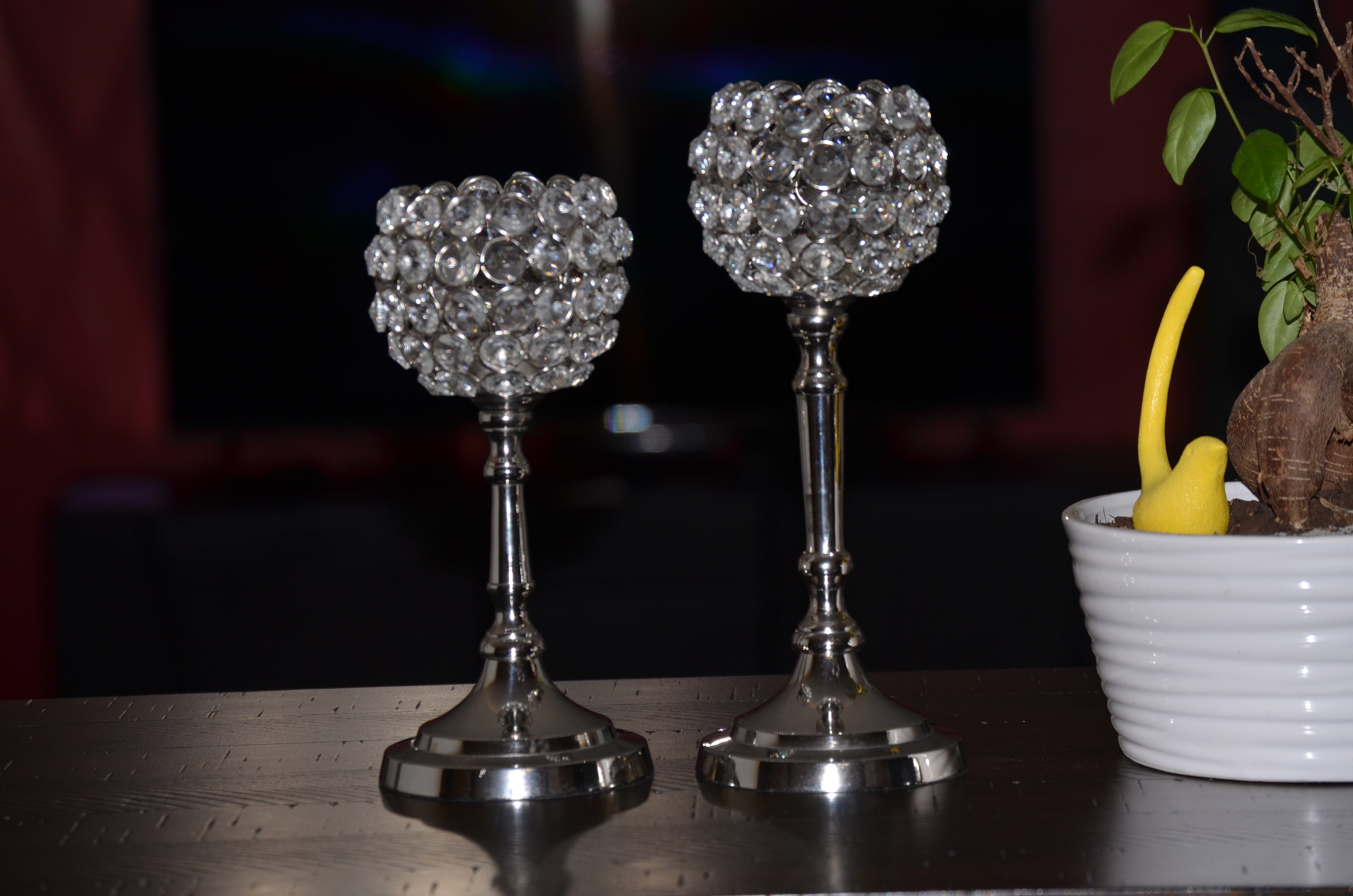 Vibhsa Hurricane Set of 2 Crystal Candle Holder
