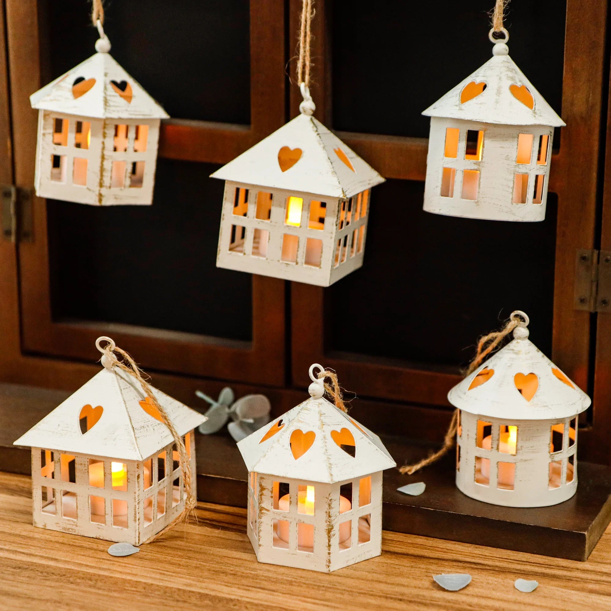 6 Pcs Small Centerpieces Candle Lanterns-0
