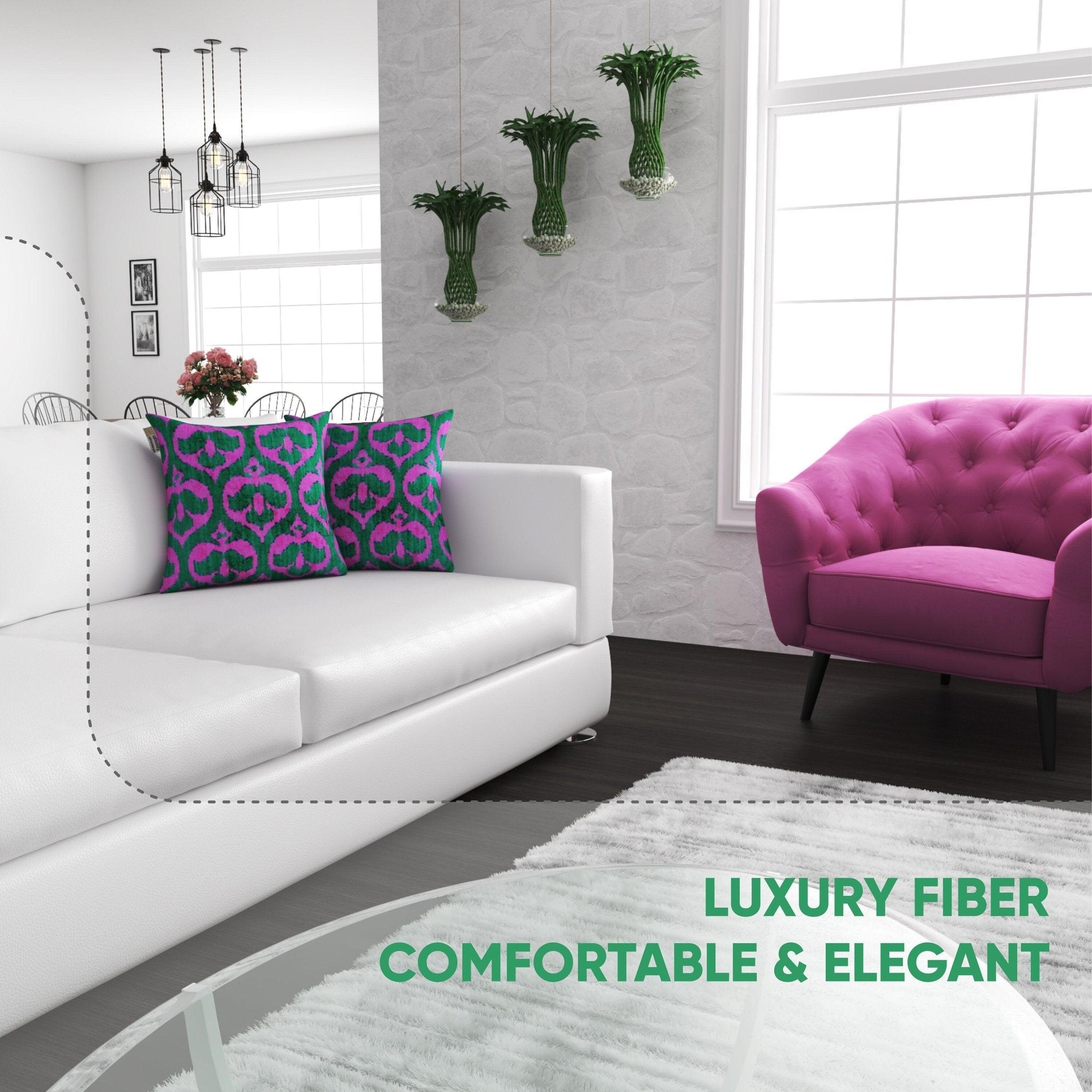 Canvello Decorative Green Pink Pillows For Couch with Down Insert - 18x18 in-3