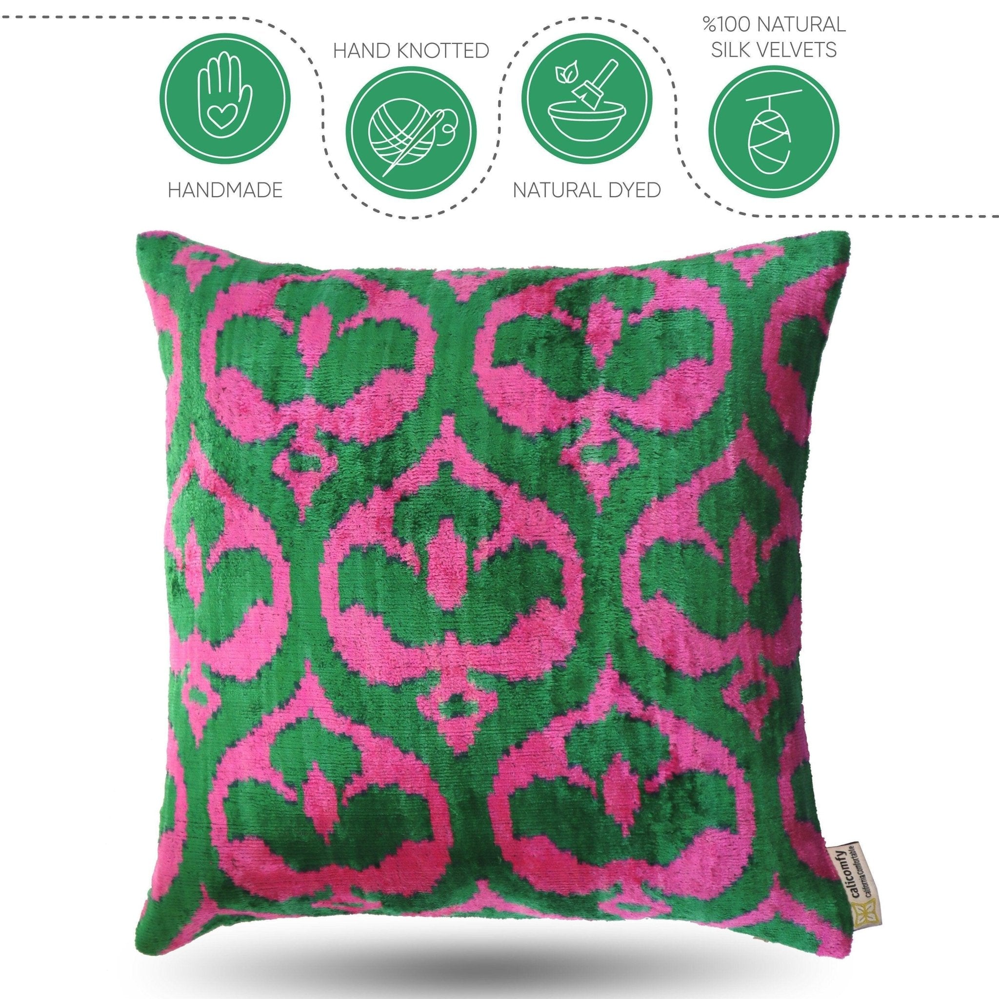Canvello Decorative Green Pink Pillows For Couch with Down Insert - 18x18 in-1