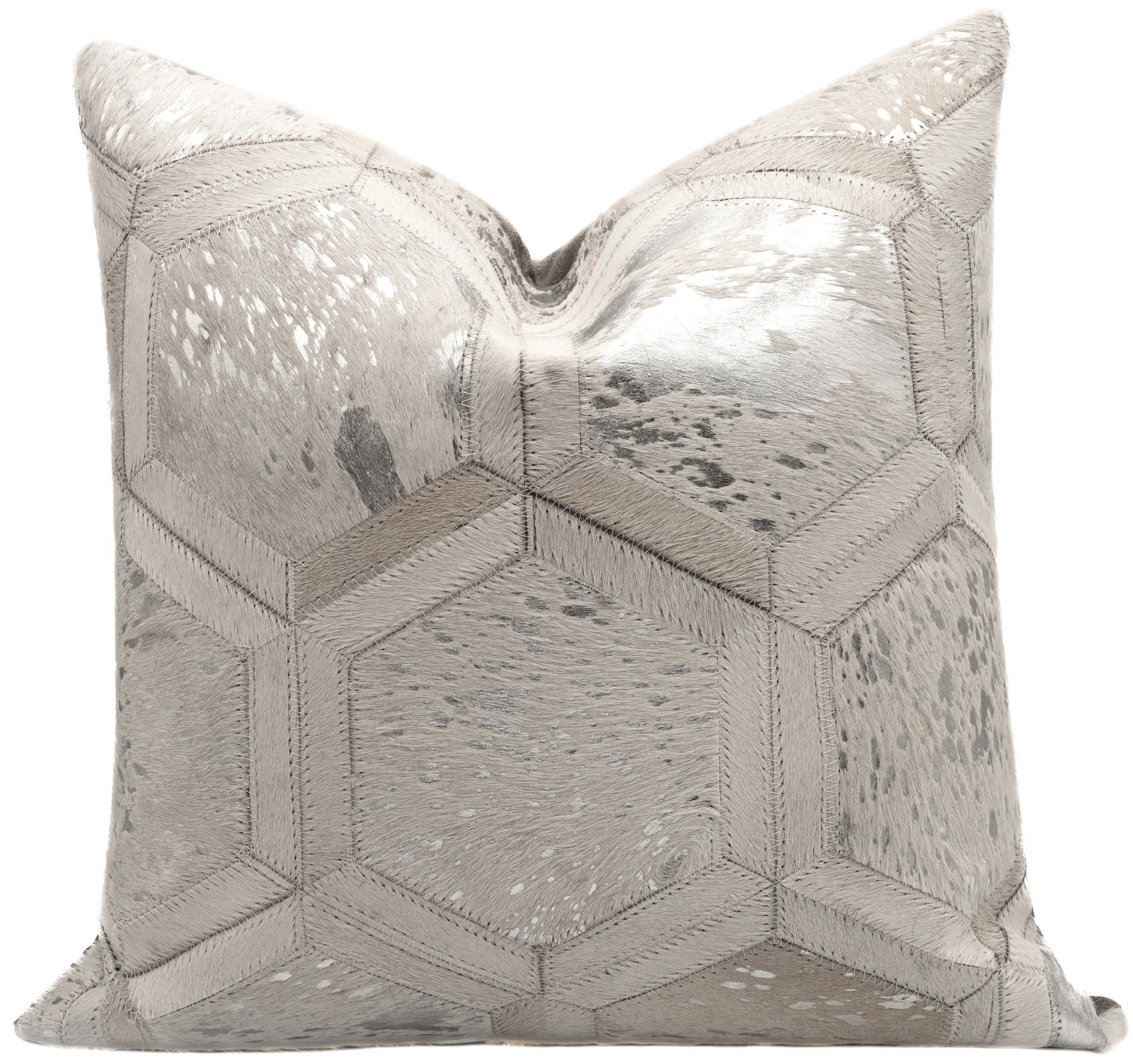 Canvello Genuine Cowhide Leather Decorative Throw Pillows - Handmade Patchwork Boho Accent Pillows For Sofa, Couch, Bed, Chair - Western Southwestern Farmhouse Pillow Covers With Feather Down Insert Included-4