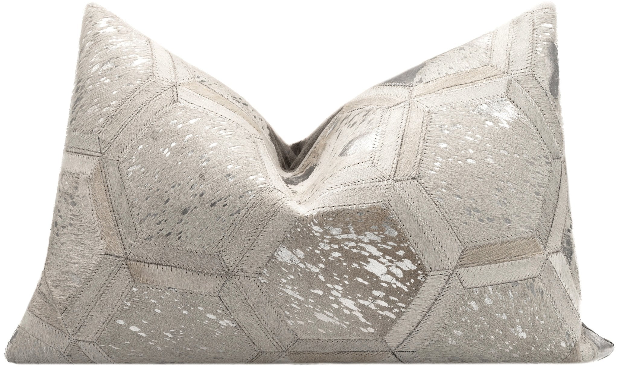 Canvello Genuine Cowhide Leather Decorative Throw Pillows - Handmade Patchwork Boho Accent Pillows For Sofa, Couch, Bed, Chair - Western Southwestern Farmhouse Pillow Covers With Feather Down Insert Included-1