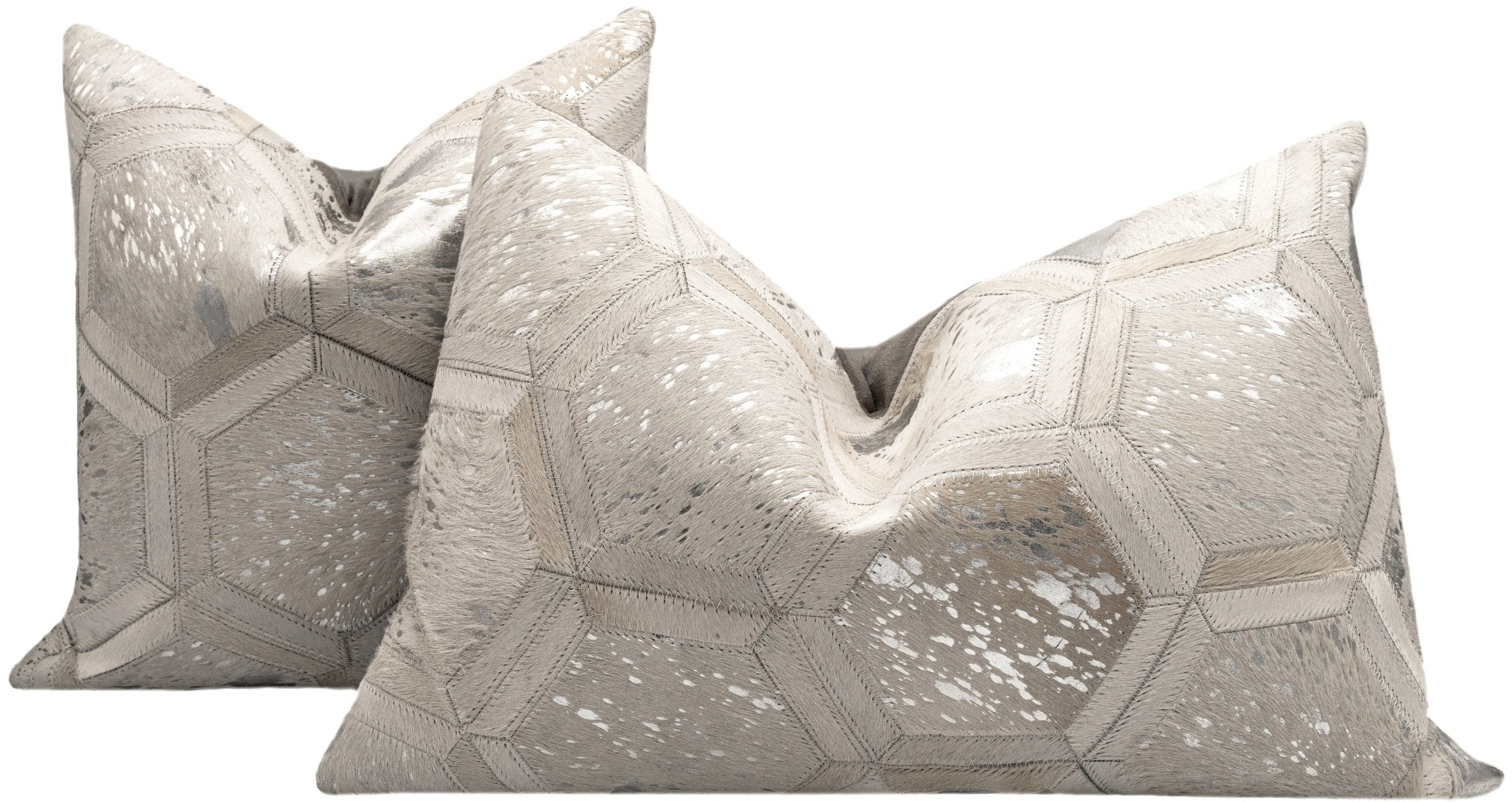 Canvello Genuine Cowhide Leather Decorative Throw Pillows - Handmade Patchwork Boho Accent Pillows For Sofa, Couch, Bed, Chair - Western Southwestern Farmhouse Pillow Covers With Feather Down Insert Included-0