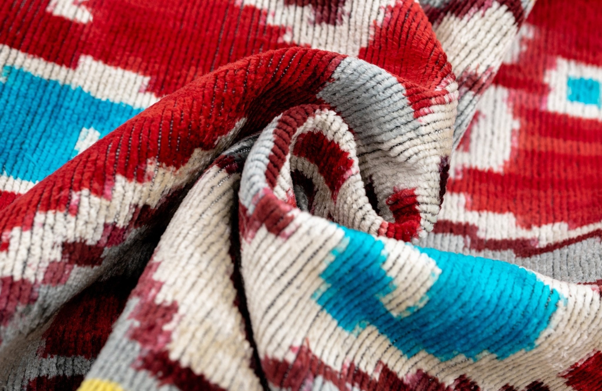 Canvello Handmade Luxury Decorative Pillow Cover & Premium Down Feather Insert Super Soft Velvet Silk Throw Cushion Gray Red Blue 16x24 in-1