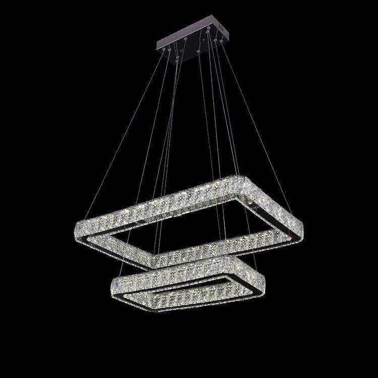Canvello Rectangle Ring Crystal Pendant Lamp Modern Crystal Chandelier Lighting-0
