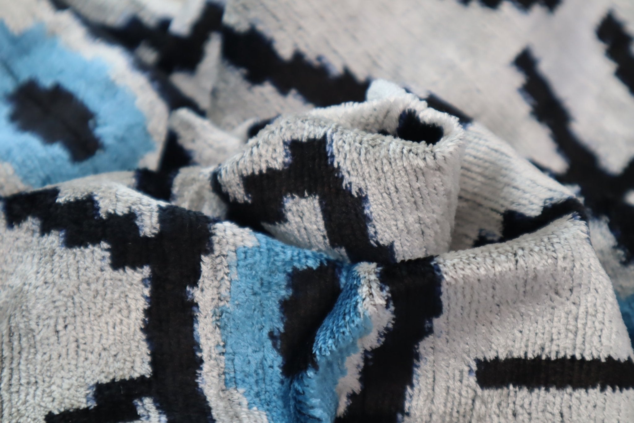 Canvello Silver Black Blue Vegetable Dyed Handmade Turkish Silk Velvet Pillow - A Work of Art-1