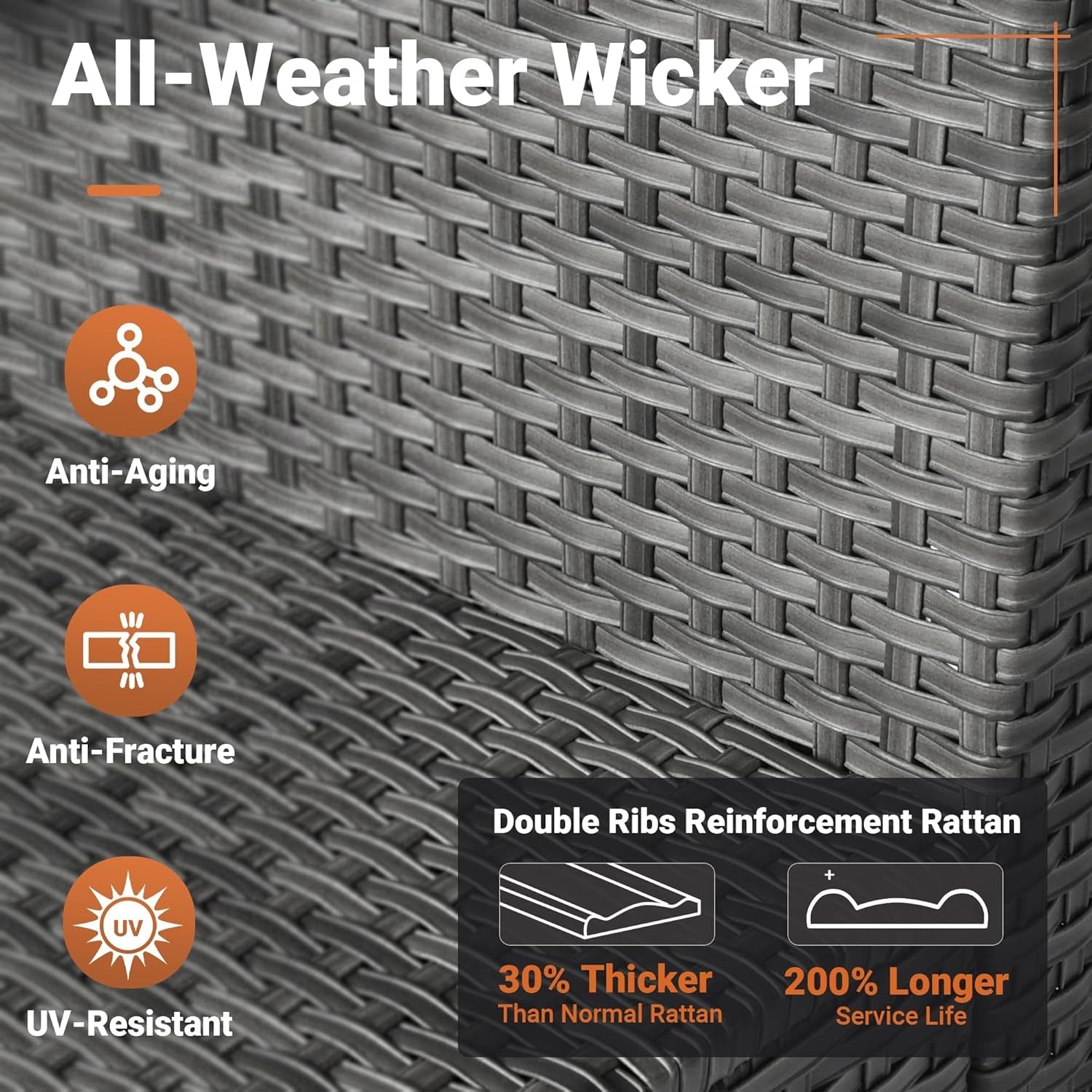 11 Piece Outdoor Patio Furniture Set With Fire Pit Table Dark Grey Wicker Sectional And Swivel Chairs