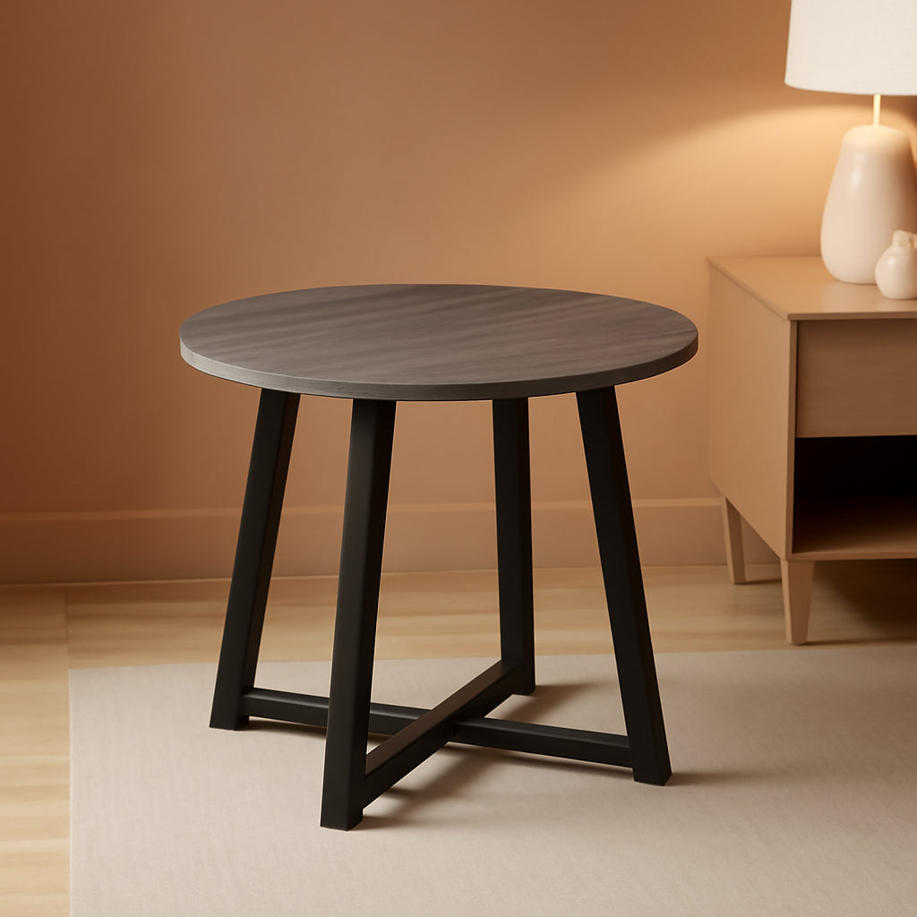 Centiar Mid Century Round Dining Table Gray Metal Legs