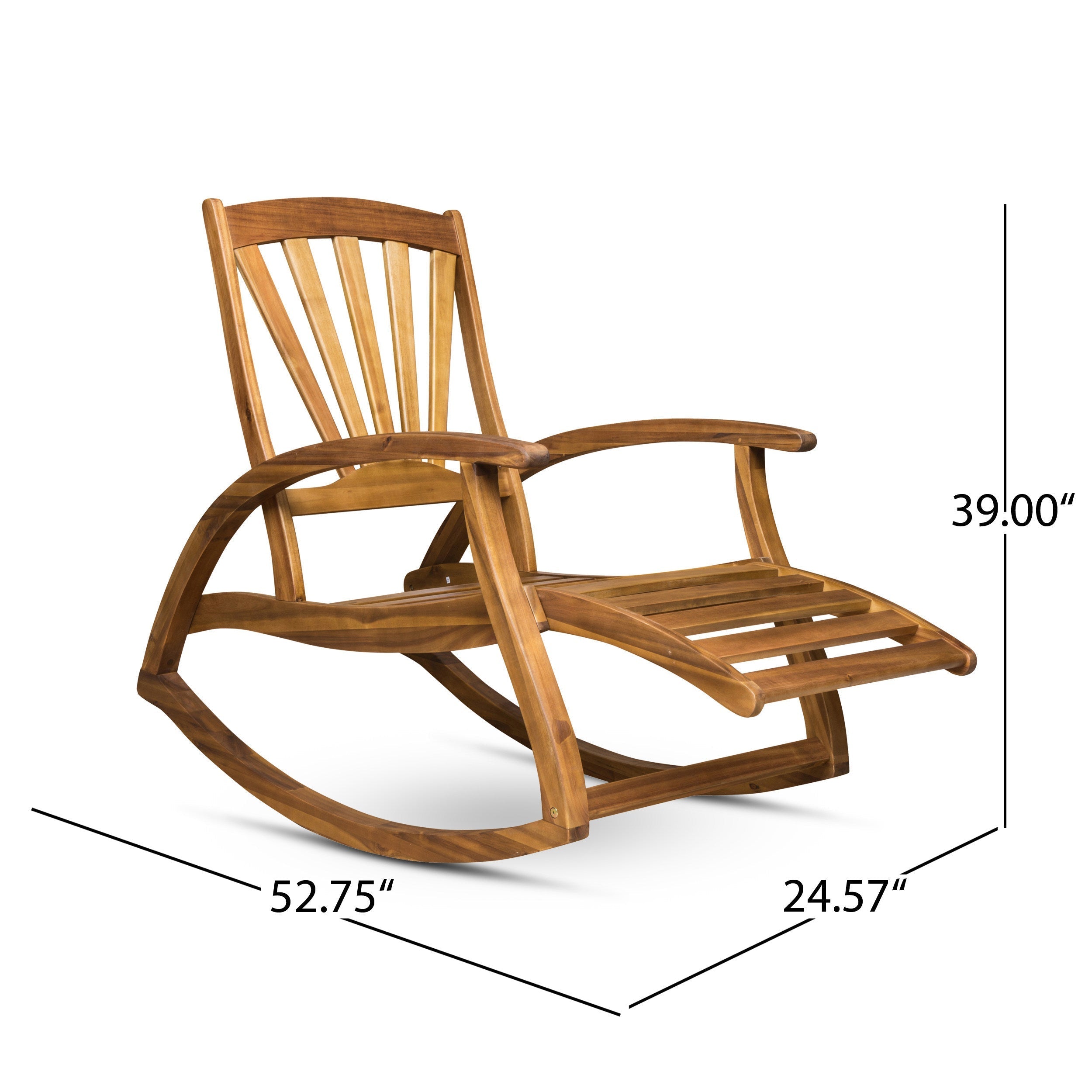 Outdoor Acacia Wood Rocking Chair with Retractable Foot Panel