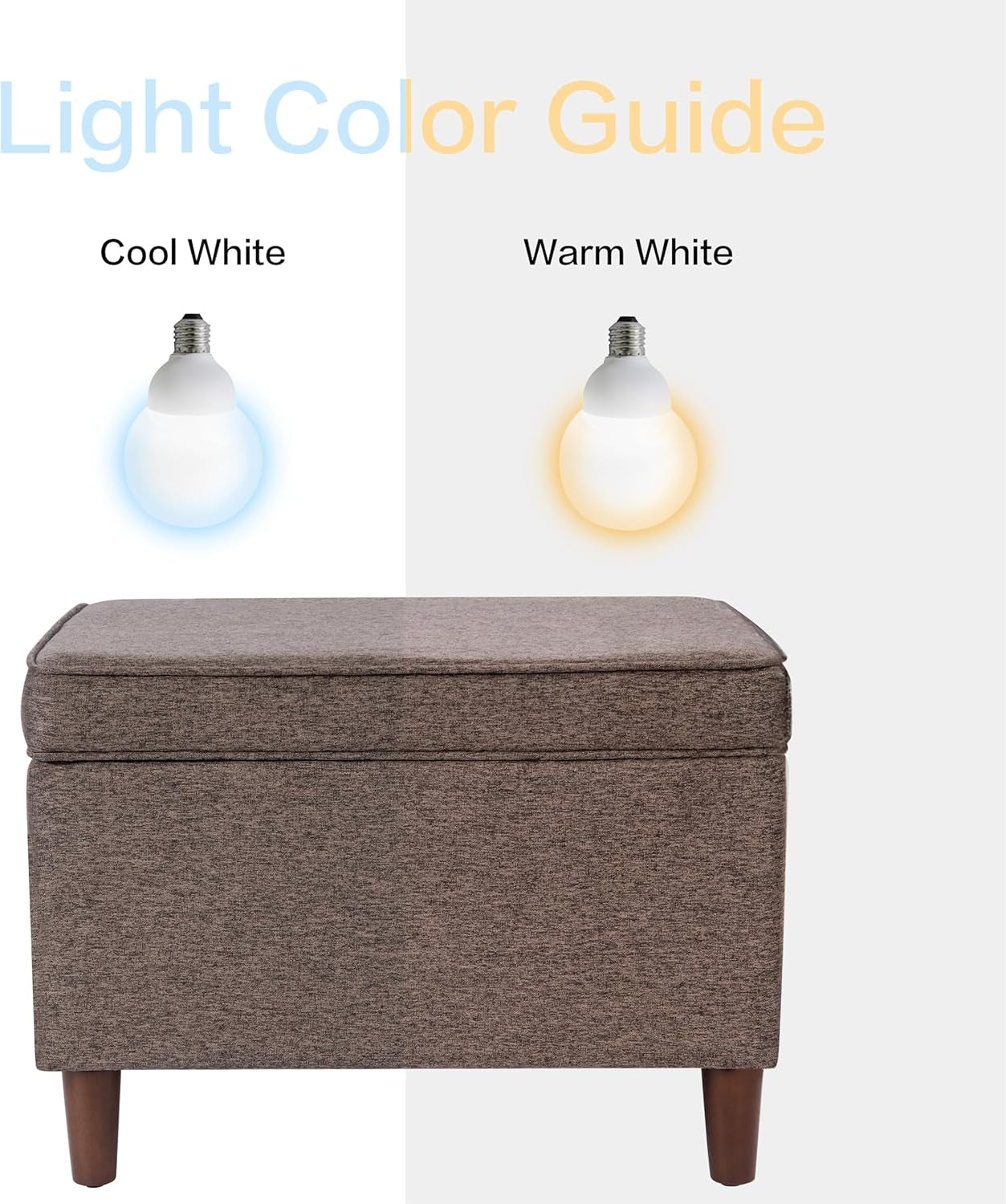 Chocolate Brownstone Storage Ottoman With Hinged Lid