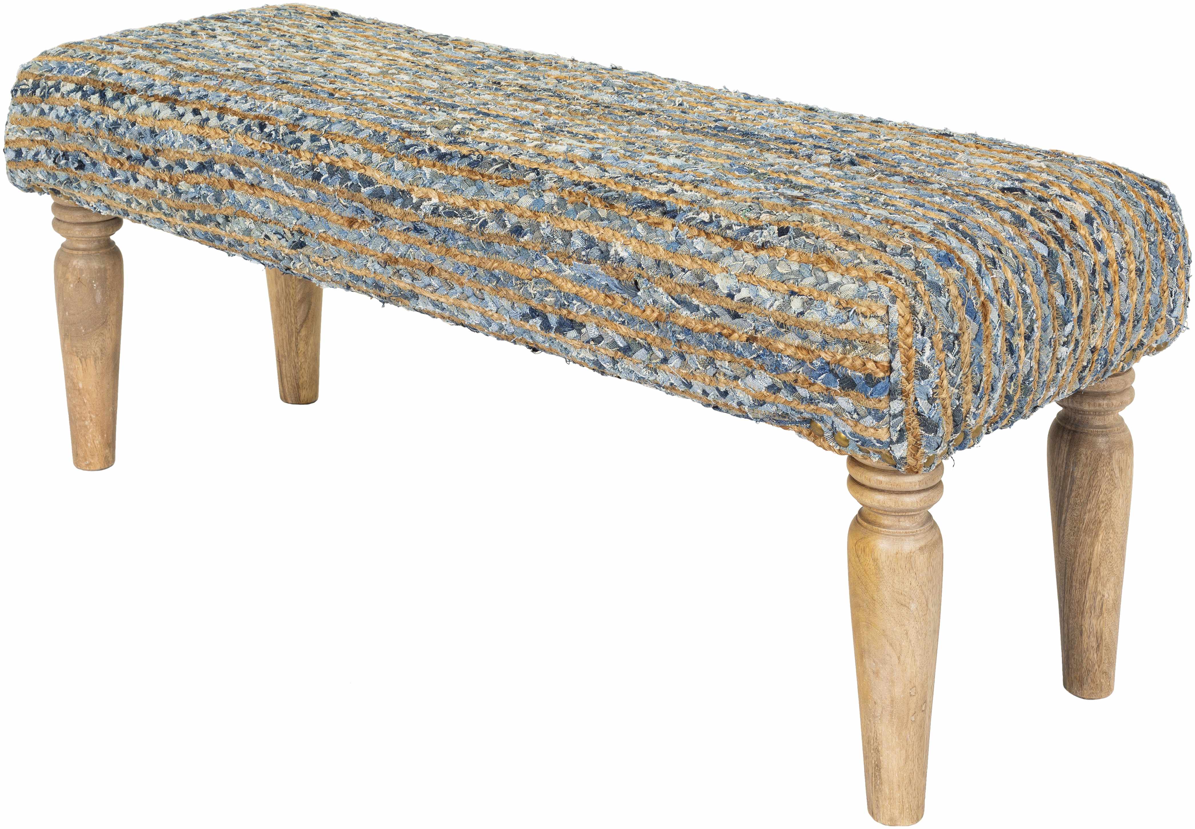 Barongis Blue&Naturak Jute Wood Legs Bench-0