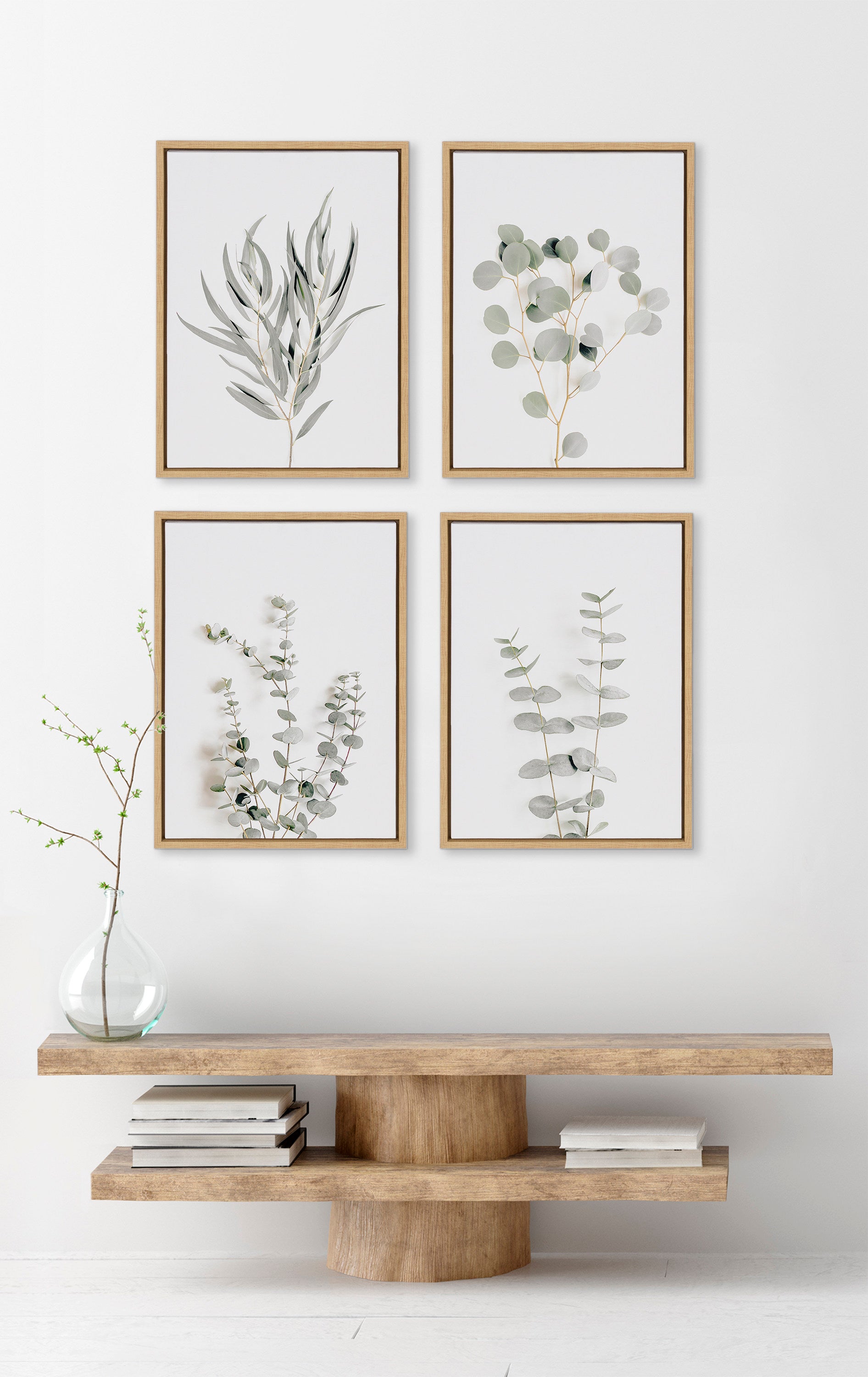 Sylvie Neutral Botanical Print No 3 and 4 Framed Canvas by The Creative Bunch Studio