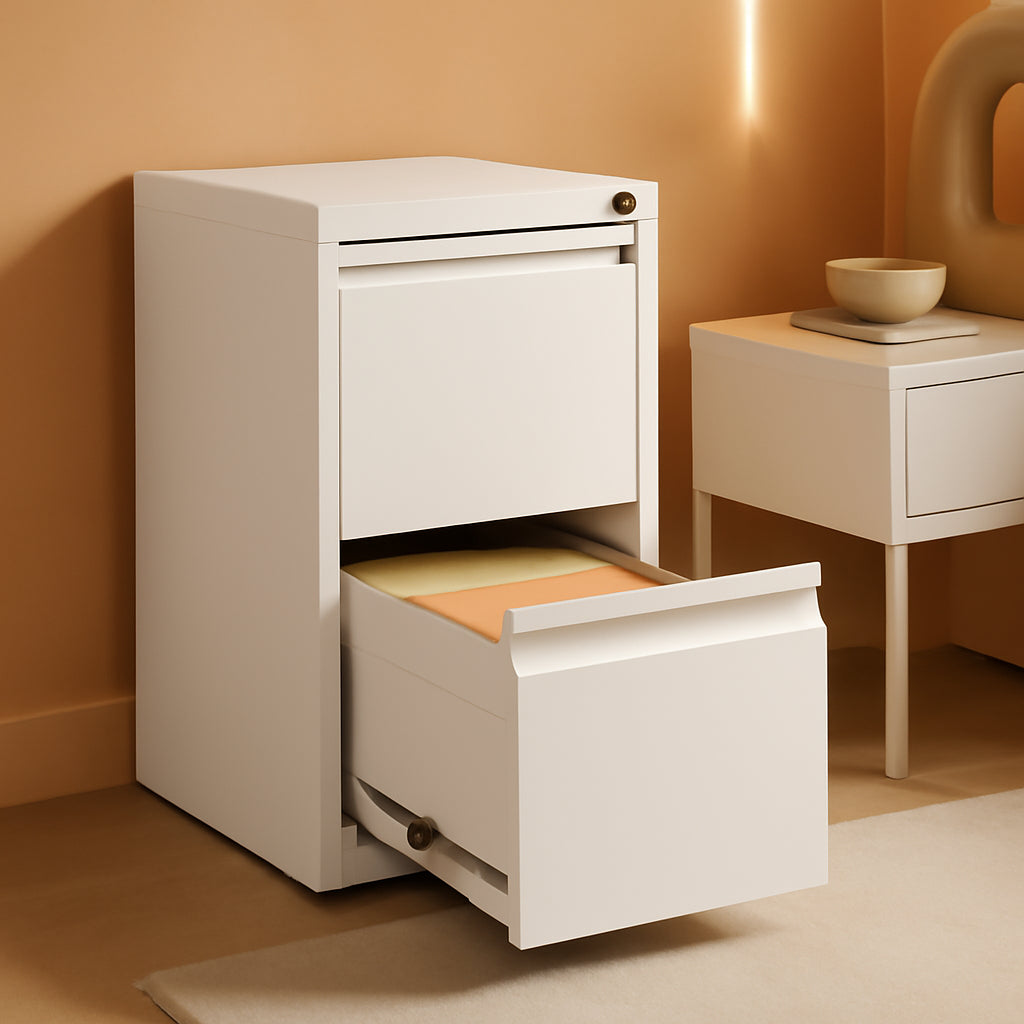 White 2 Drawer File Cabinet With Lock For Home Office Vertical Metal Filing Cabinet For Letter Legal A4 Files