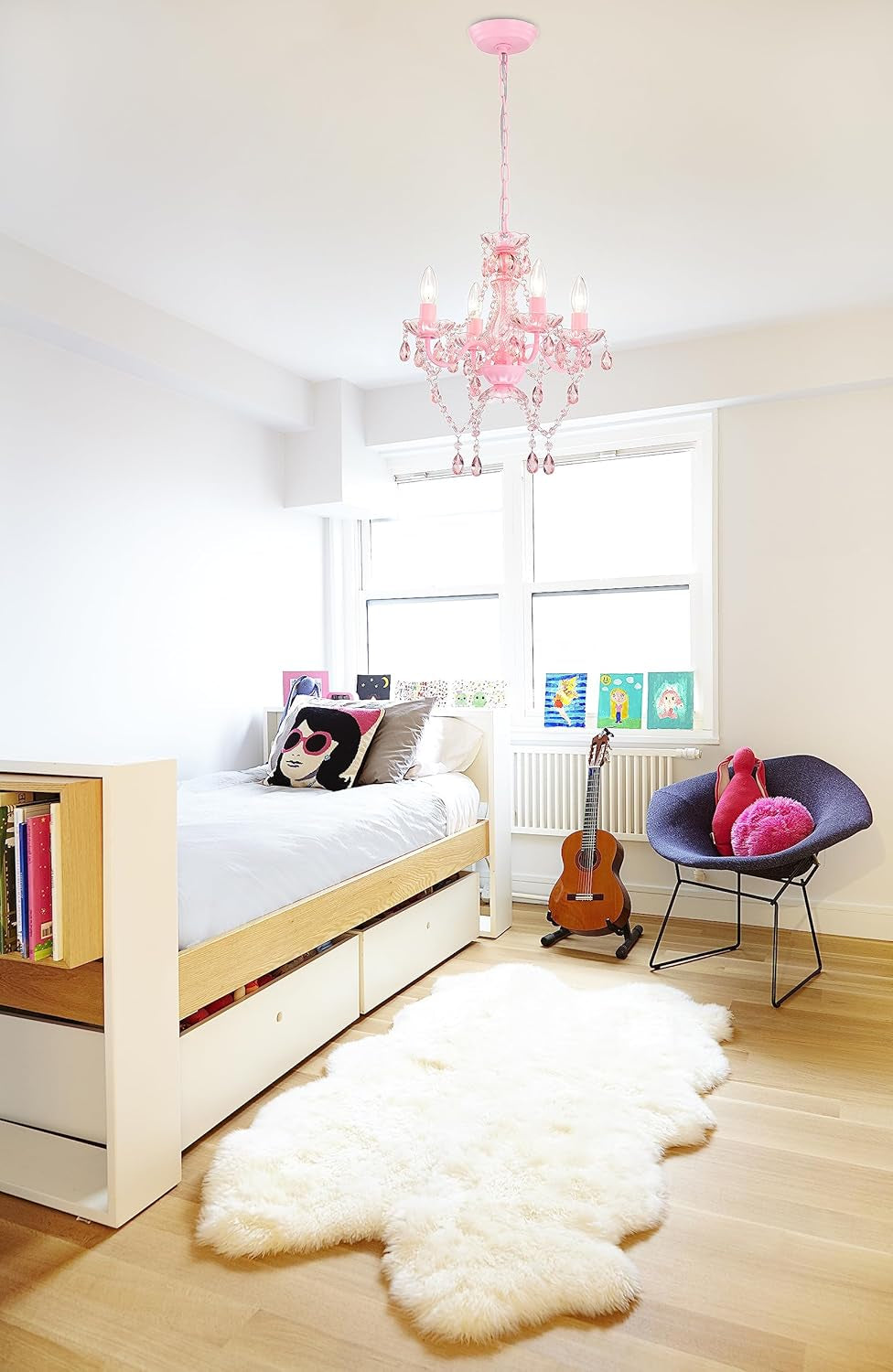 Pink Mini Crystal Chandelier With Acrylic Crystals-2