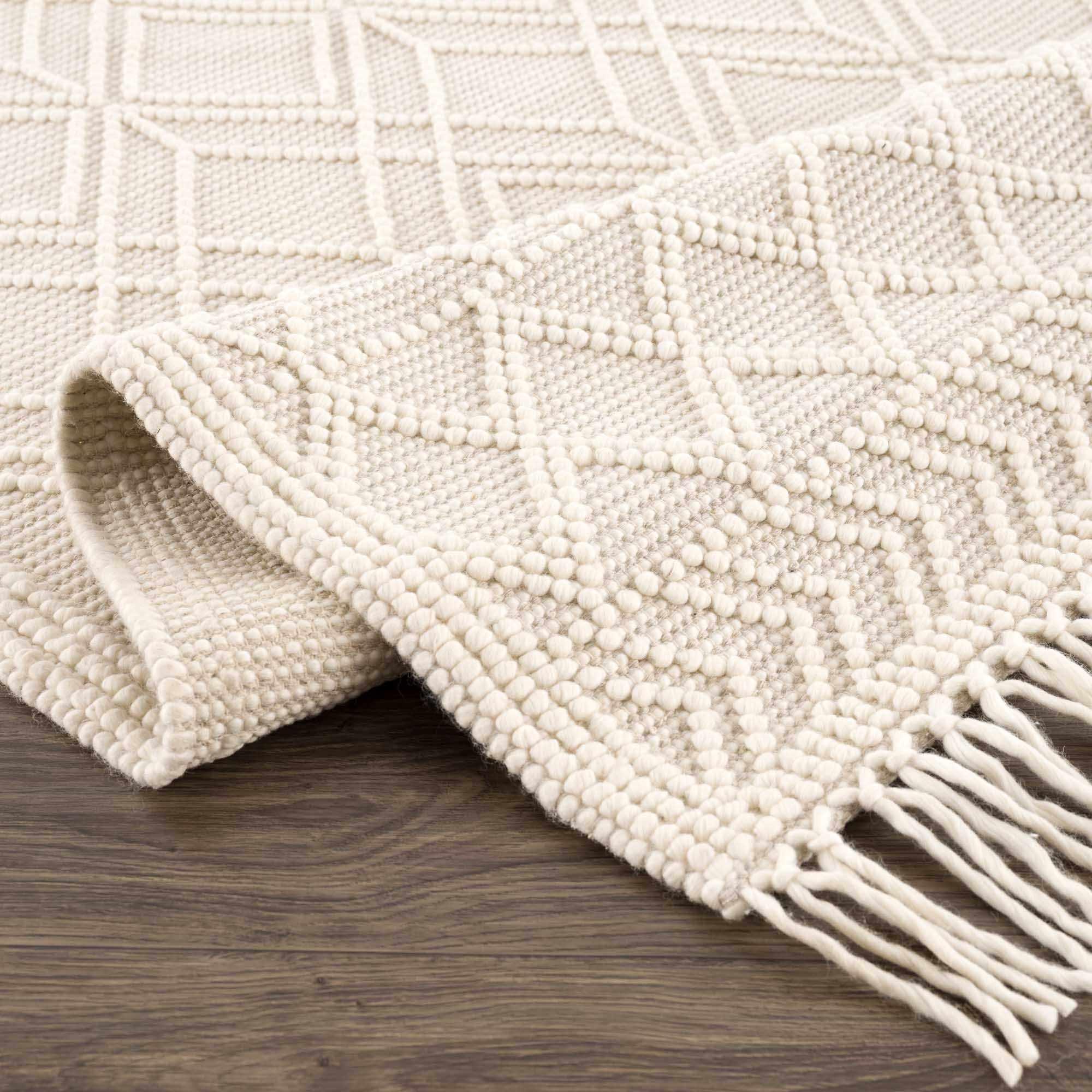 Ramsbury Beige Trellis Wool Rug - PRHOMZ