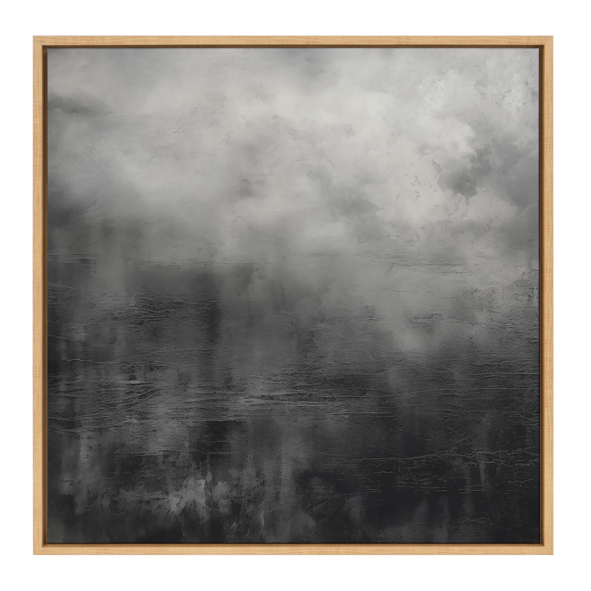 Sylvie Tonal Abstract Black Gray Framed Canvas by The Creative Bunch Studio