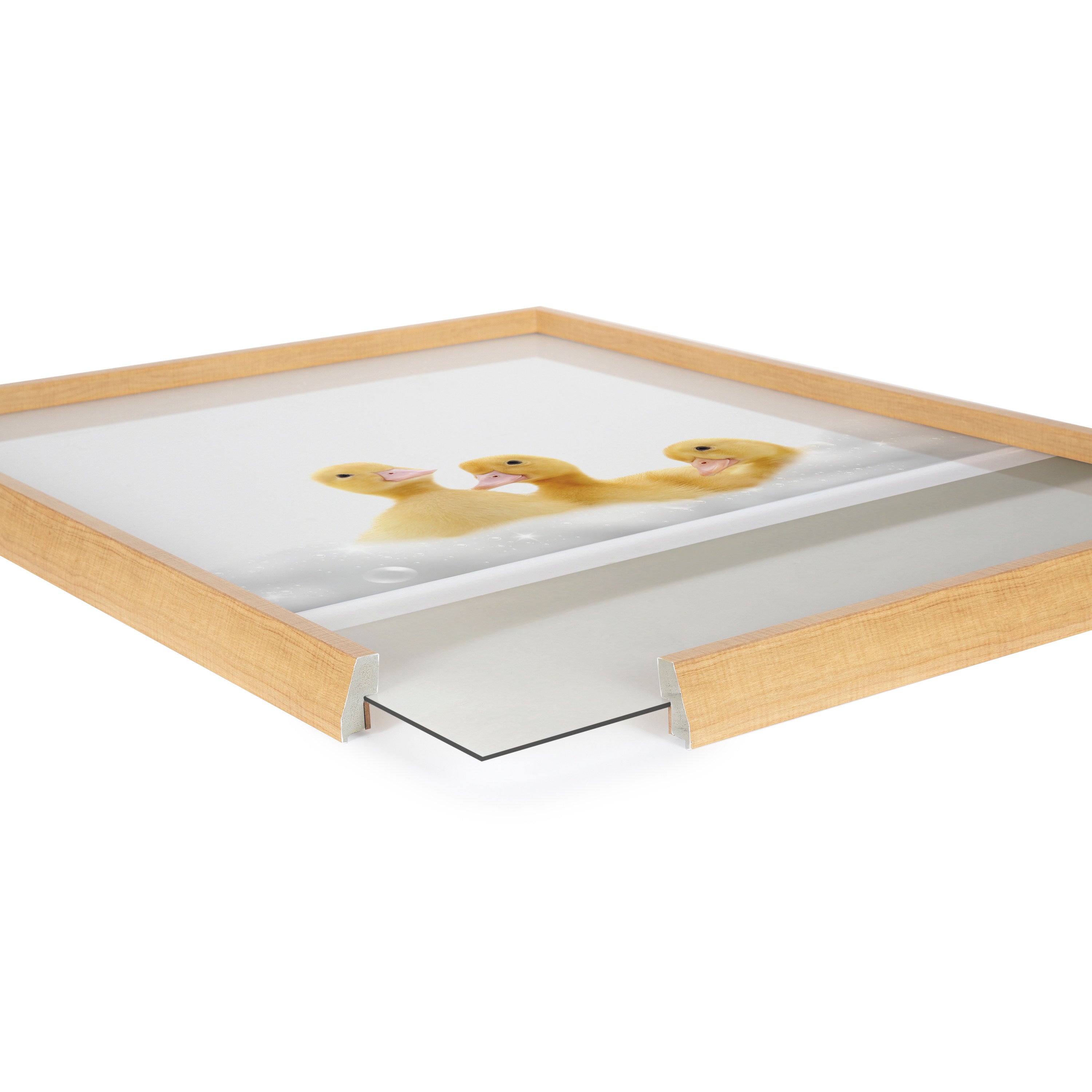 Blake Bathroom Bubble Bath 3 Ducks Framed Printed Glass by The Creative Bunch Studio