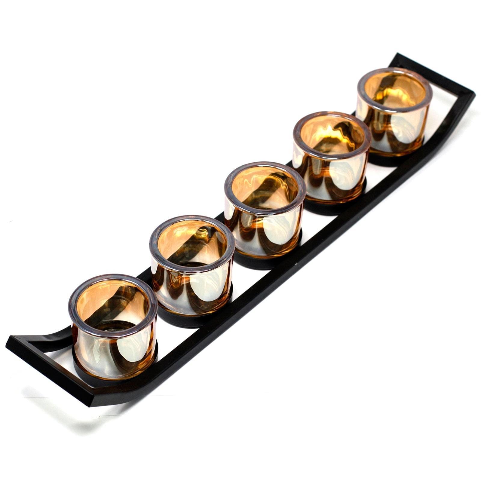 Centrepiece Iron Votive Candle Holder - 5 Cup Ledge - PRHOMZ